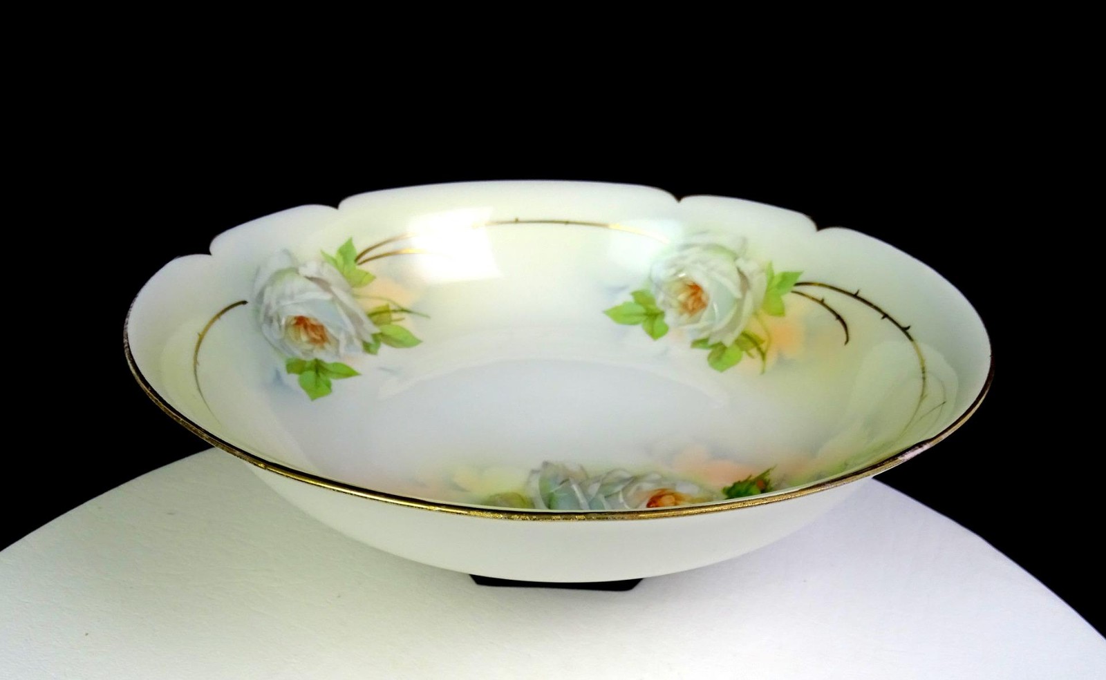 Royal Rudolstadt Prussia Beyer & Bock White Rose And Pastels 9 3/4″ Bowl 1905-31