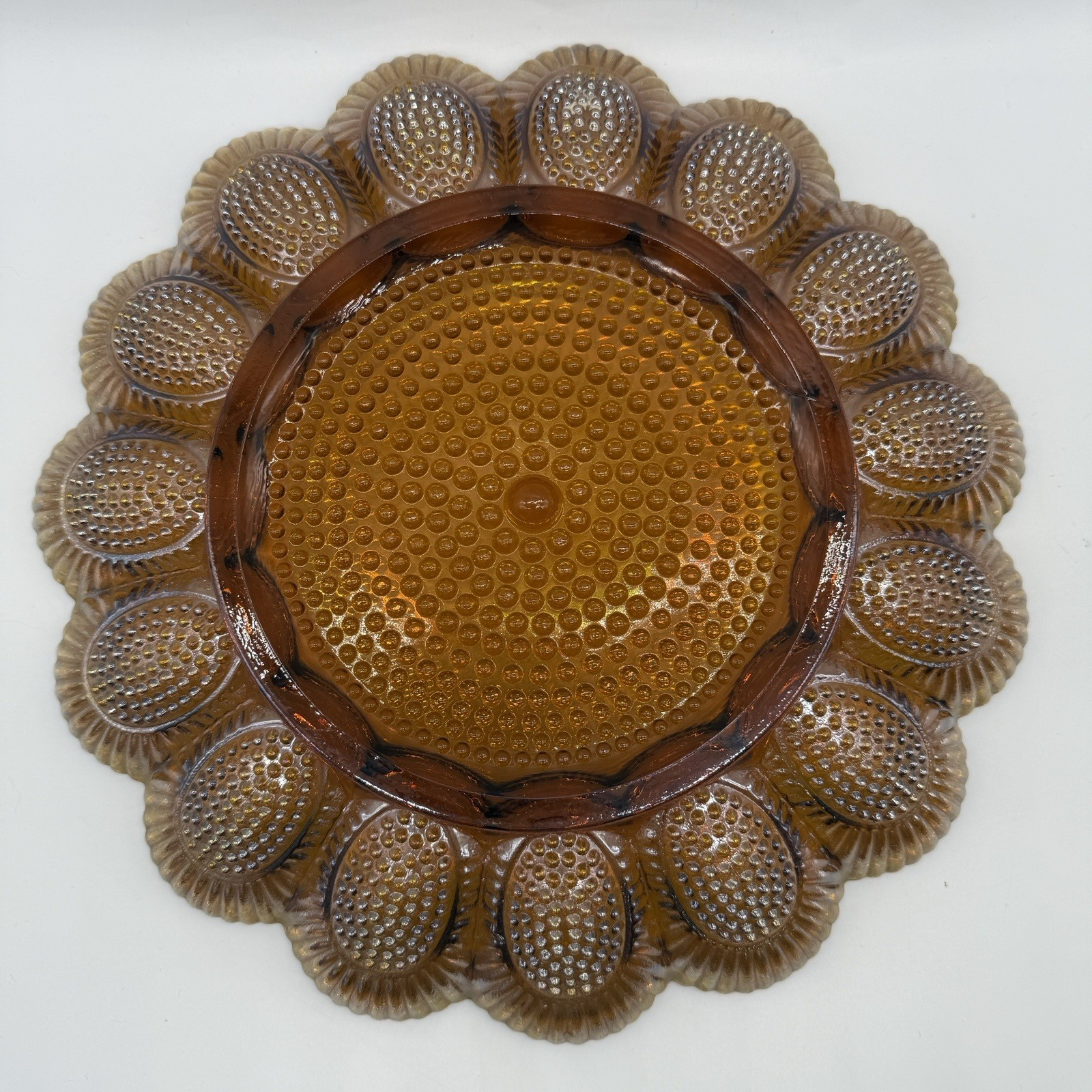 Indiana Glass Marigold Carnival Glass Deviled Egg Plate 11.25″ Vintage