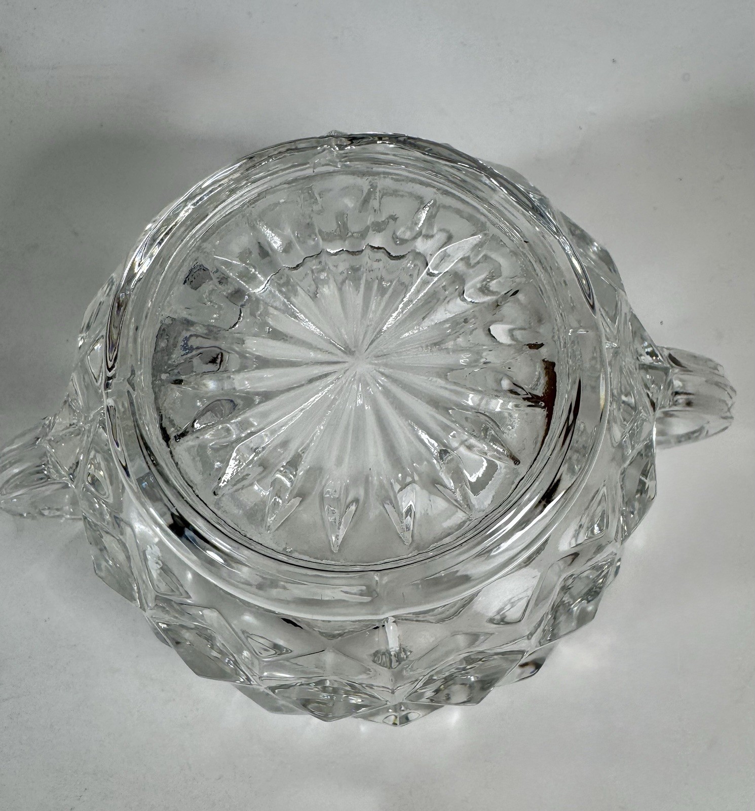 Fostoria American Creamer Open Sugar Bowl Set With Tray Clear Glass Cube Vtg H32