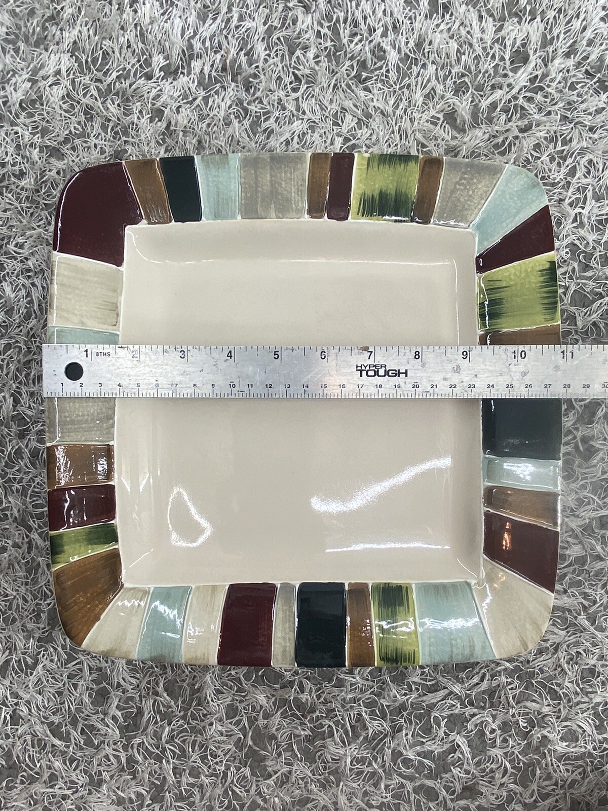 Lot of 4 Tabletops JENTRY 11″ Square Dinner Plates Handcrafted Hand Painted