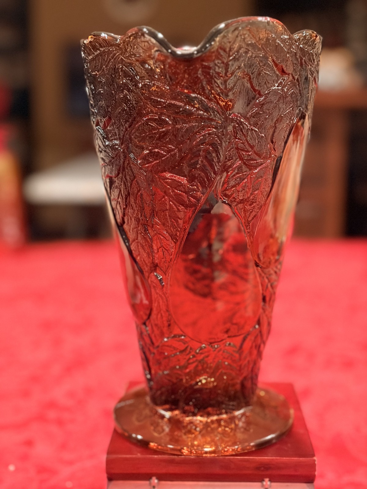 Vtg Tiara Indiana Glass Sweet Pear Burnt Honey Ambrina Pitcher & Glass 5 pc Glow