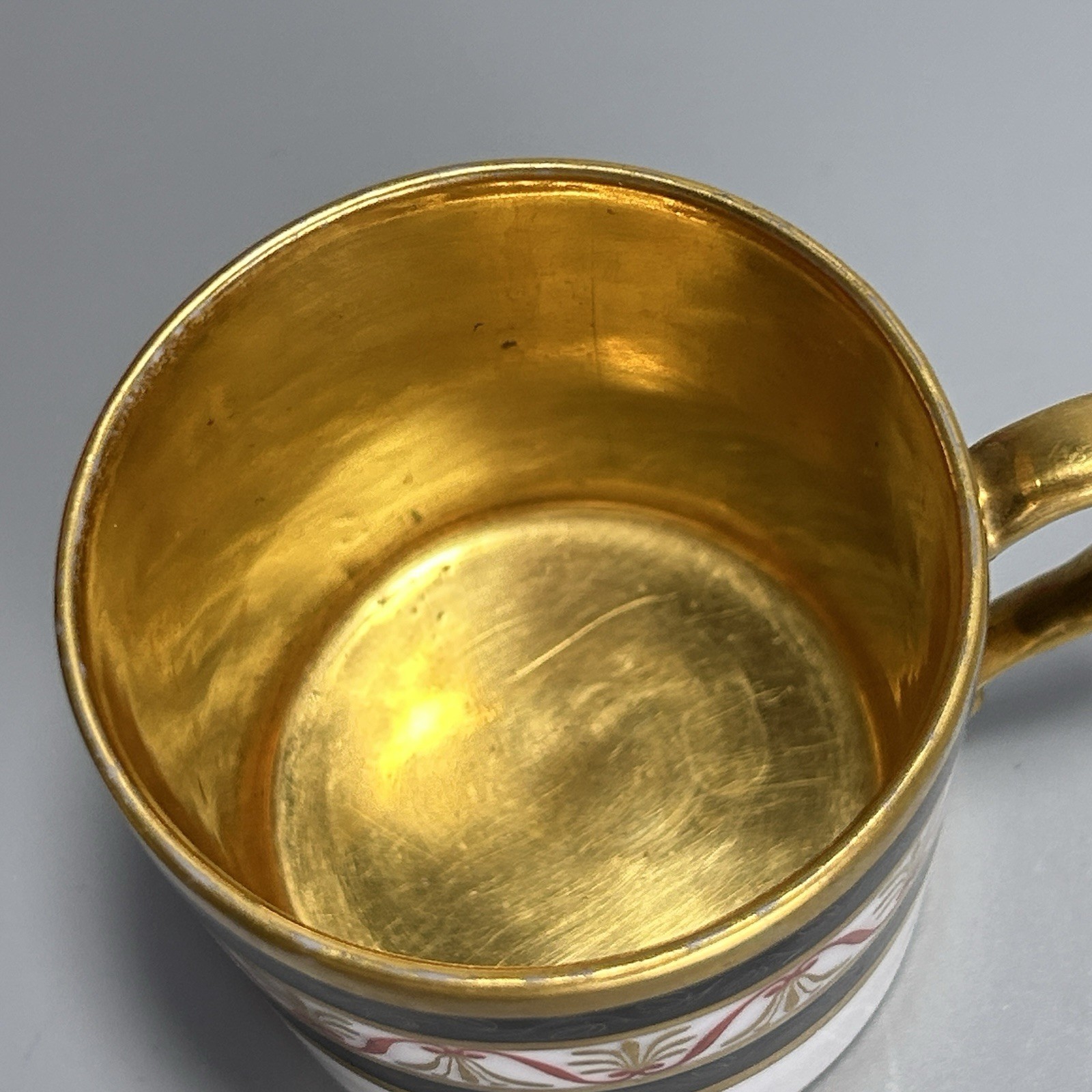 Antique Nast Veiux Paris Porcelain Cup C1815s Gilt French Empire 2.5”H Gold