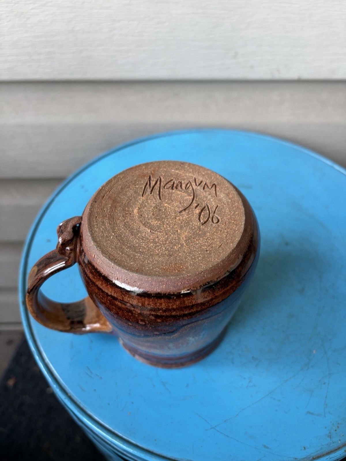 Mangum Studio Colorful Drip Folk Art Pottery Mug 2006 North Carolina 14oz