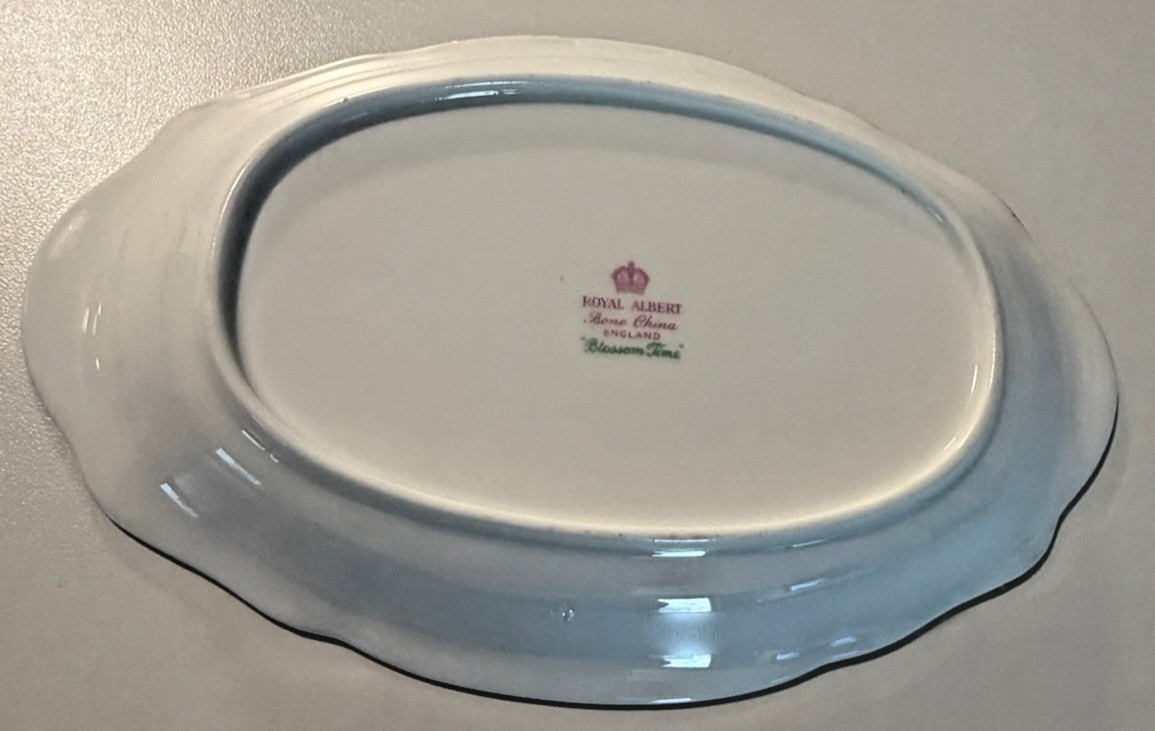 8inch Royal Albert Bone China Blossom Time Oval Plate England White Pink Green