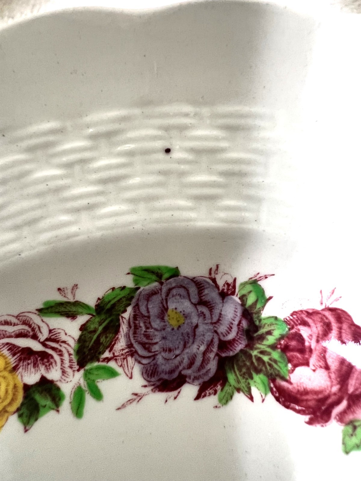 OLD Copeland Spode Rose Briar Basket Weave Rim