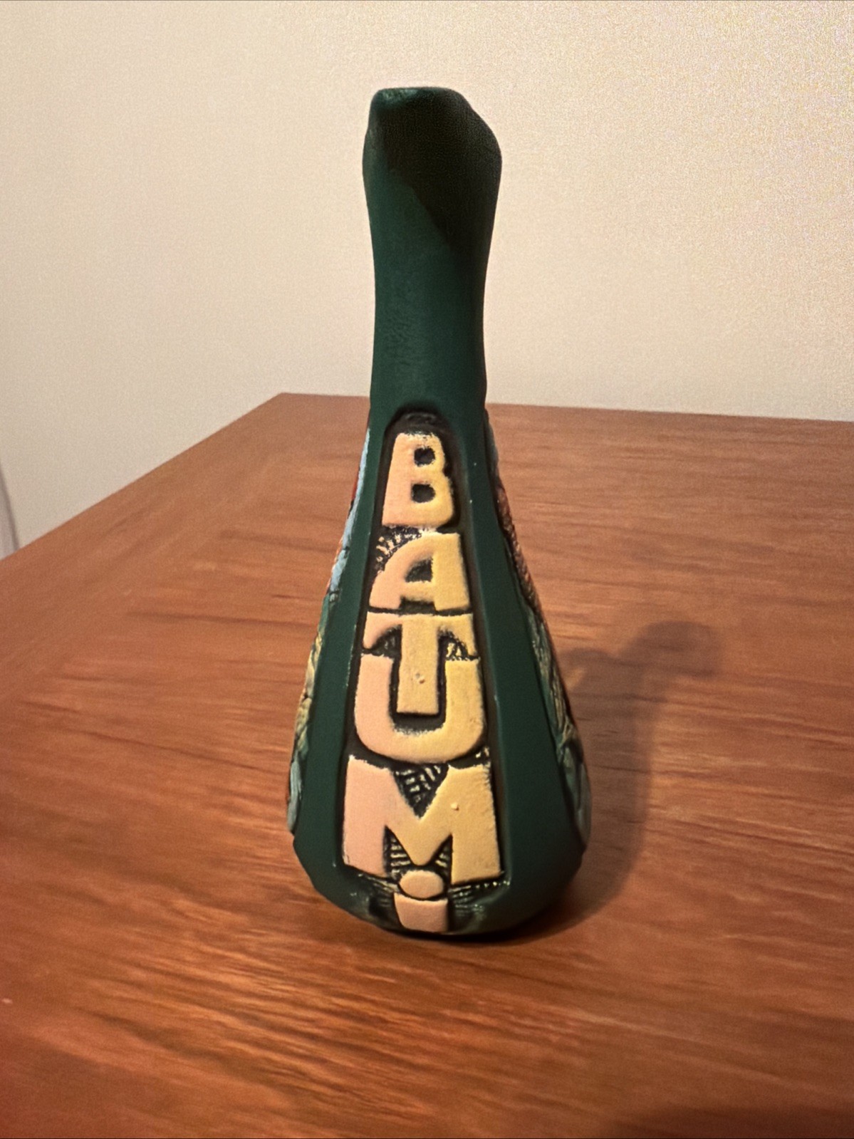 NWOT Georgian Pottery Pitcher Embossed Images Green-multi Home Decor 7”x3”