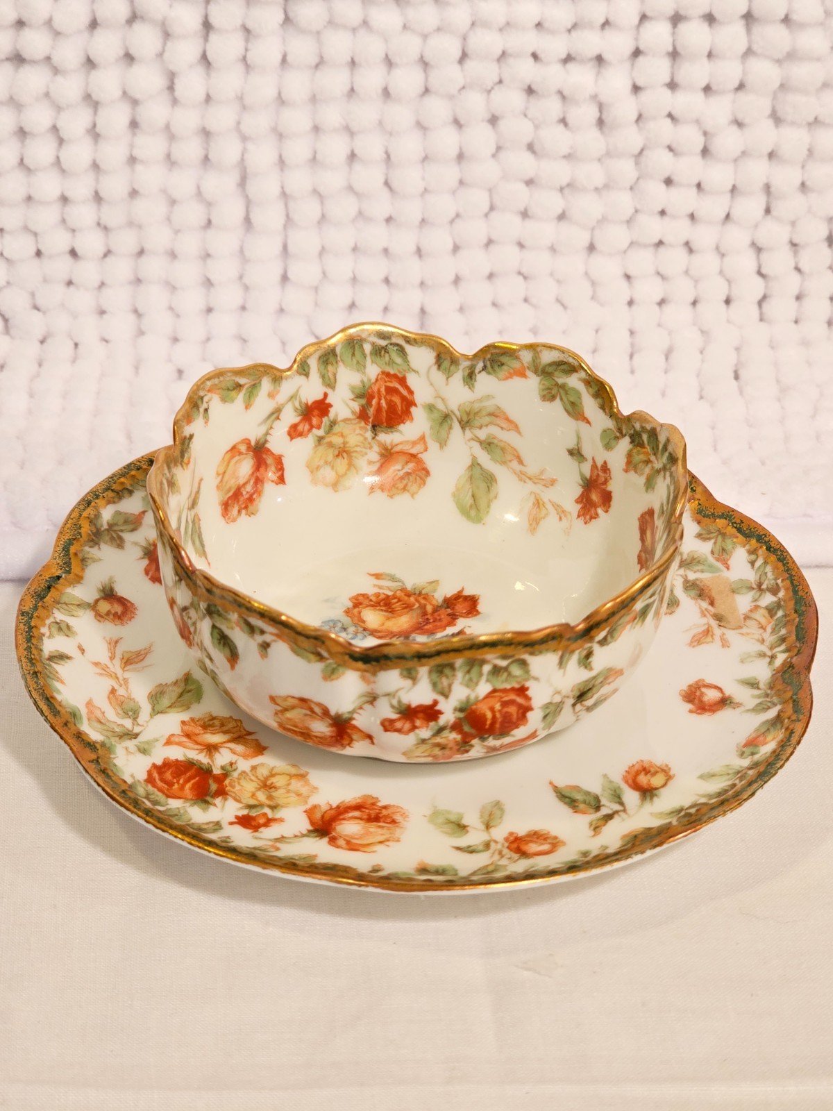 Ramekins, vintage china, set of three (3), Haviland sampler trio