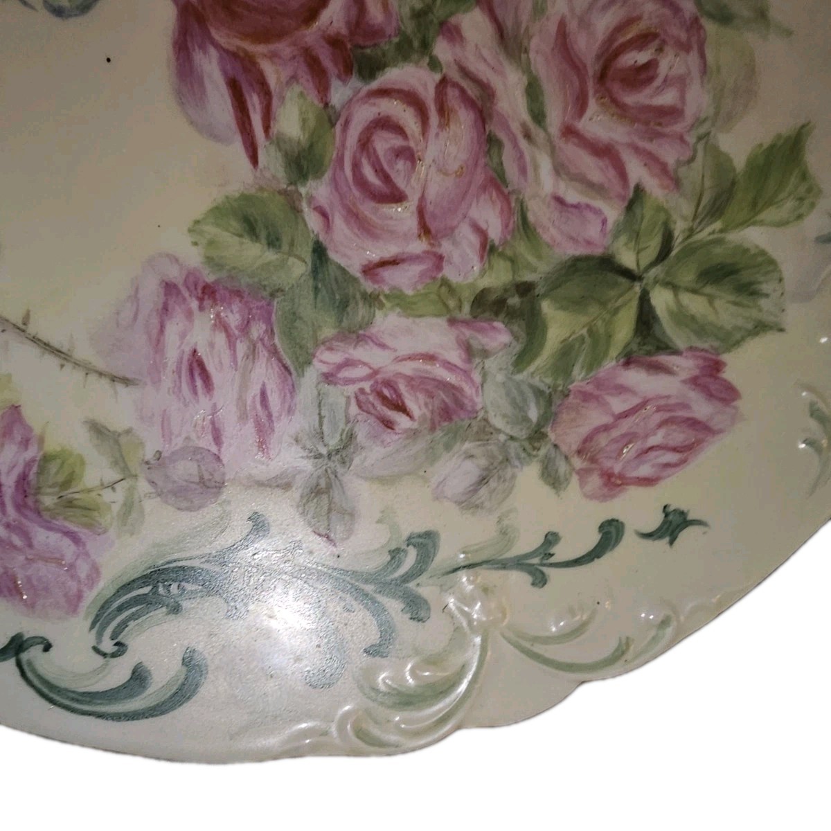 JP Limoged France Plate Handpainted Decoritive Scalloped Cut Gilted 1896 Signed