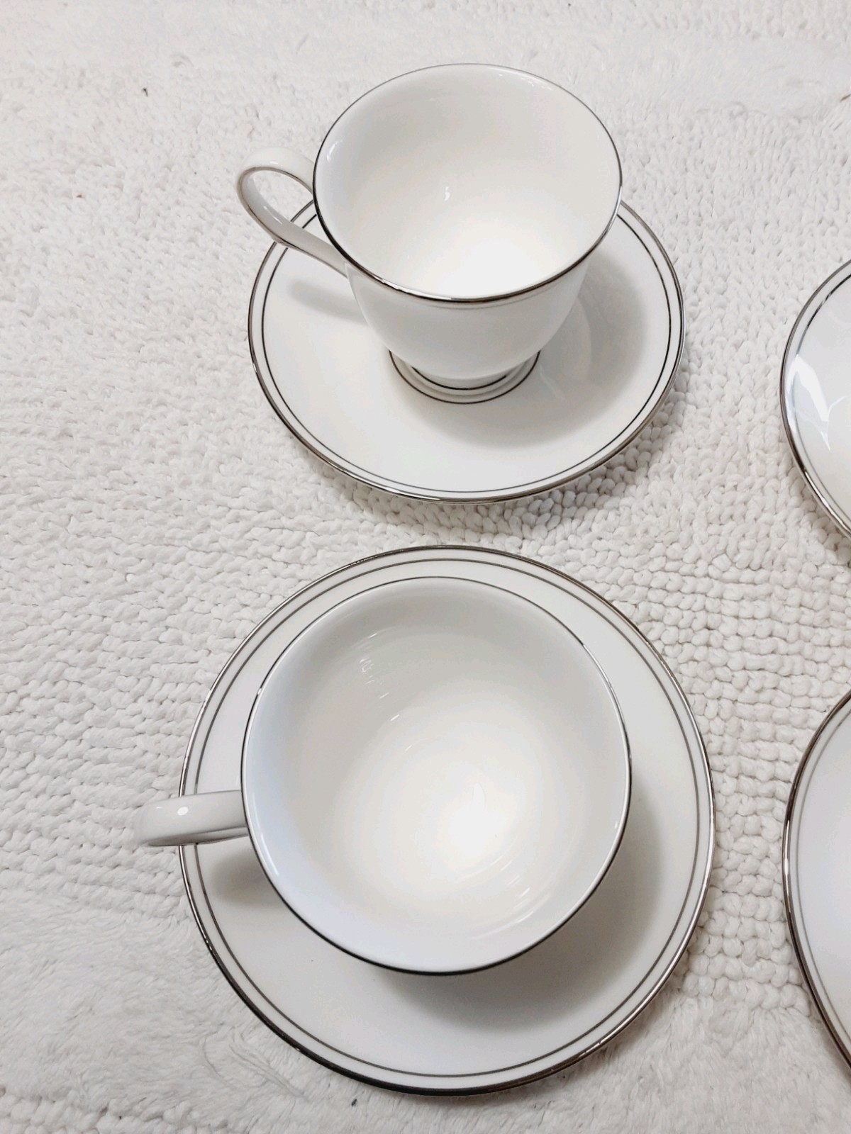 Lenox Federal Platinum Tea Cups & Saucer Classics Collection Bone China Set Of 4