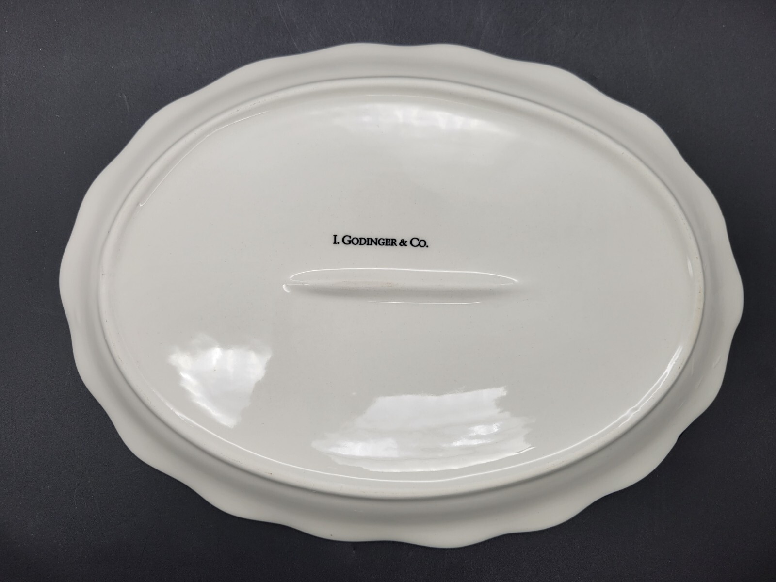 I. Godinger Italian Platter Scalloped Oval Cobalt Blue and Yellow 11.5″