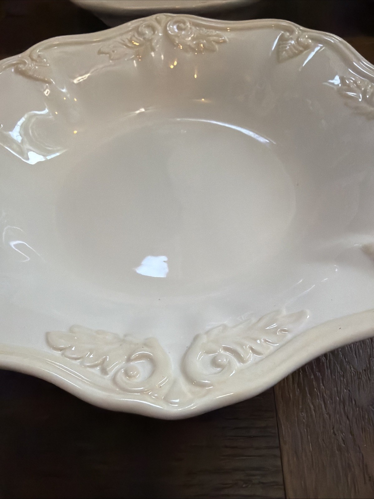 Set of 4 Lenox Butler’s Pantry Gourmet Pasta Soup Bowls Classic White Embossed