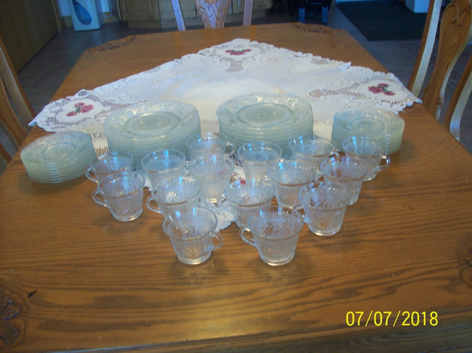 Tiara Sandwich Pattern By Indiana Glass Clear 47 Piece Grouping Luncheon Snack