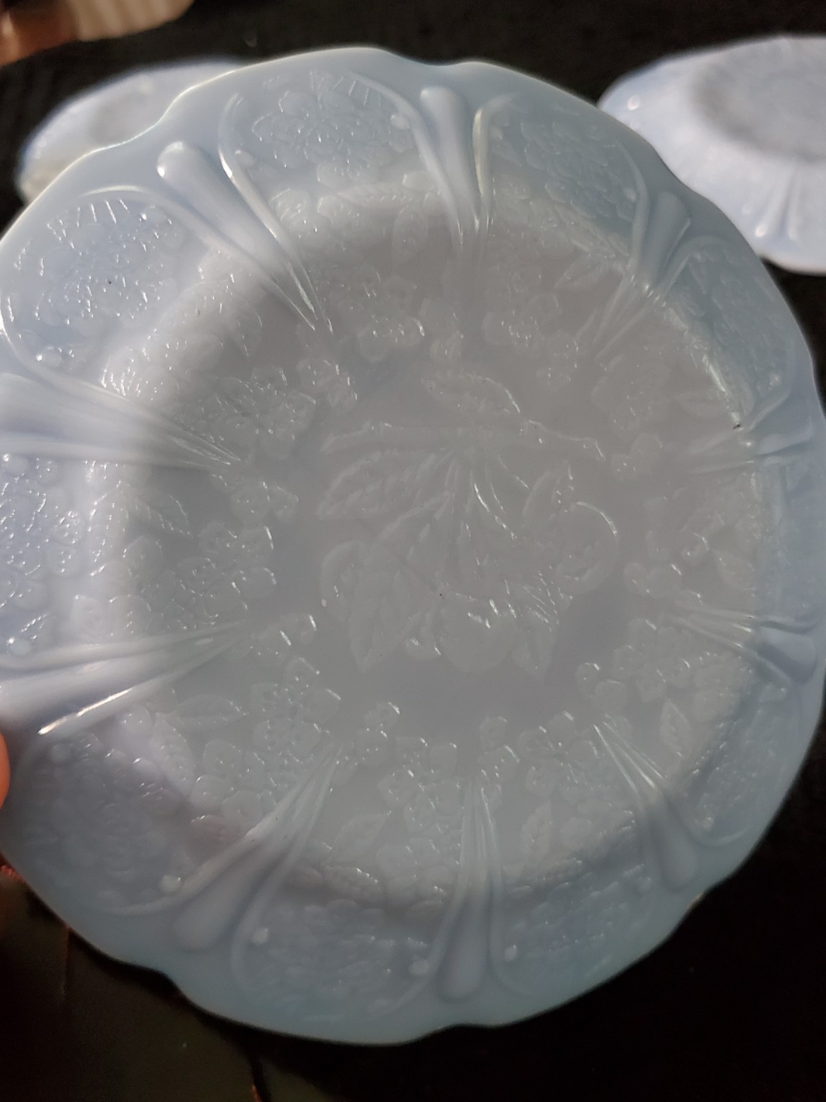 13 Piece Jeannette Delphite Blue Cherry Blossom Depression Glass Child’s Tea Set