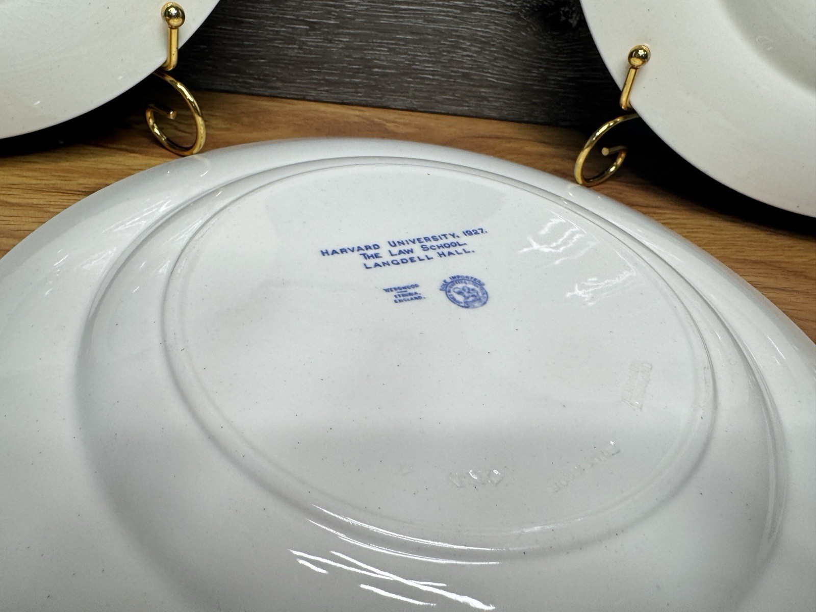 Vintage 1927 Wedgwood Harvard University 10-3/8” Blue Dinner Plates – Set of 7