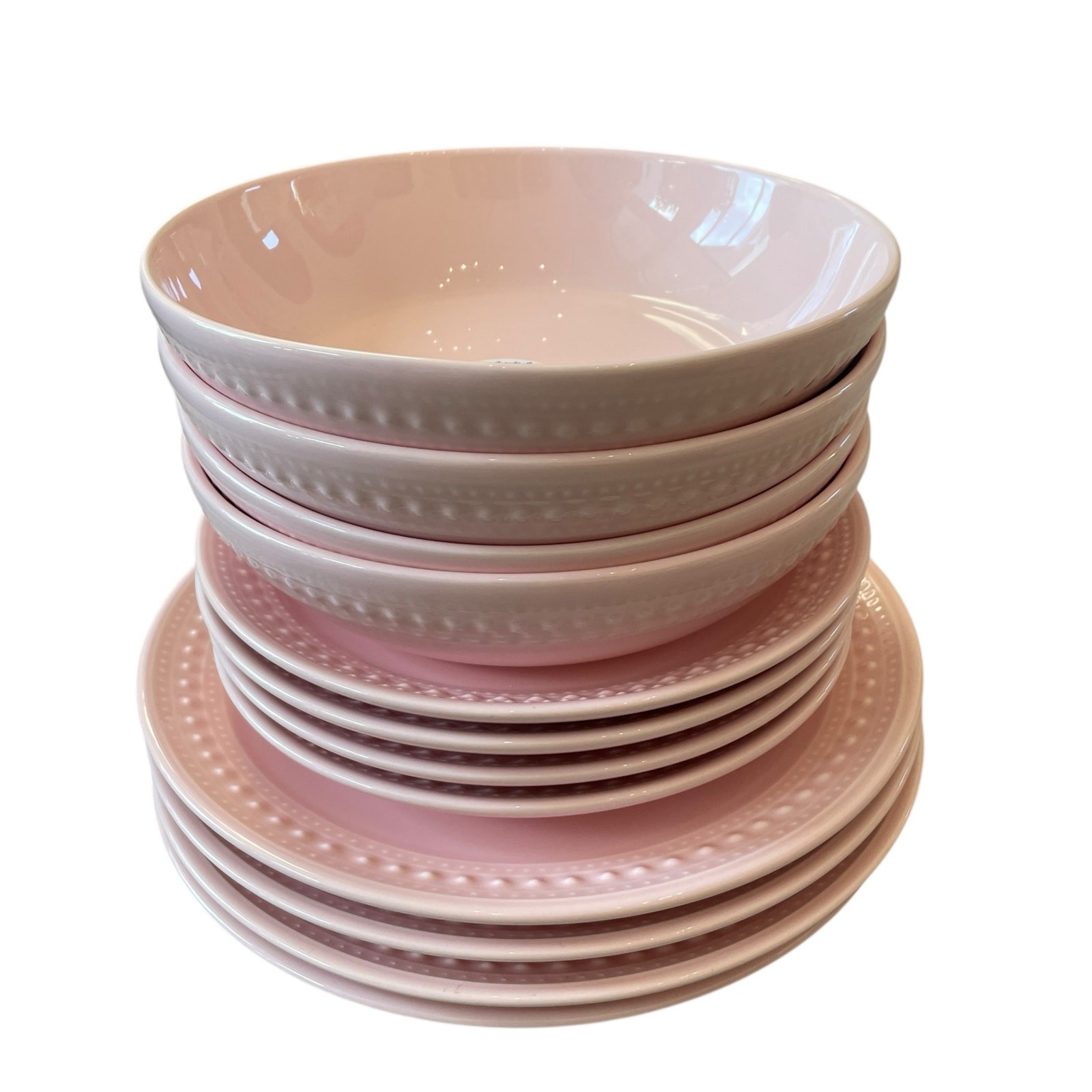 MATCERAMICA Portugal Pink Salad Plates 9in Set of 4 Ceramic NEW