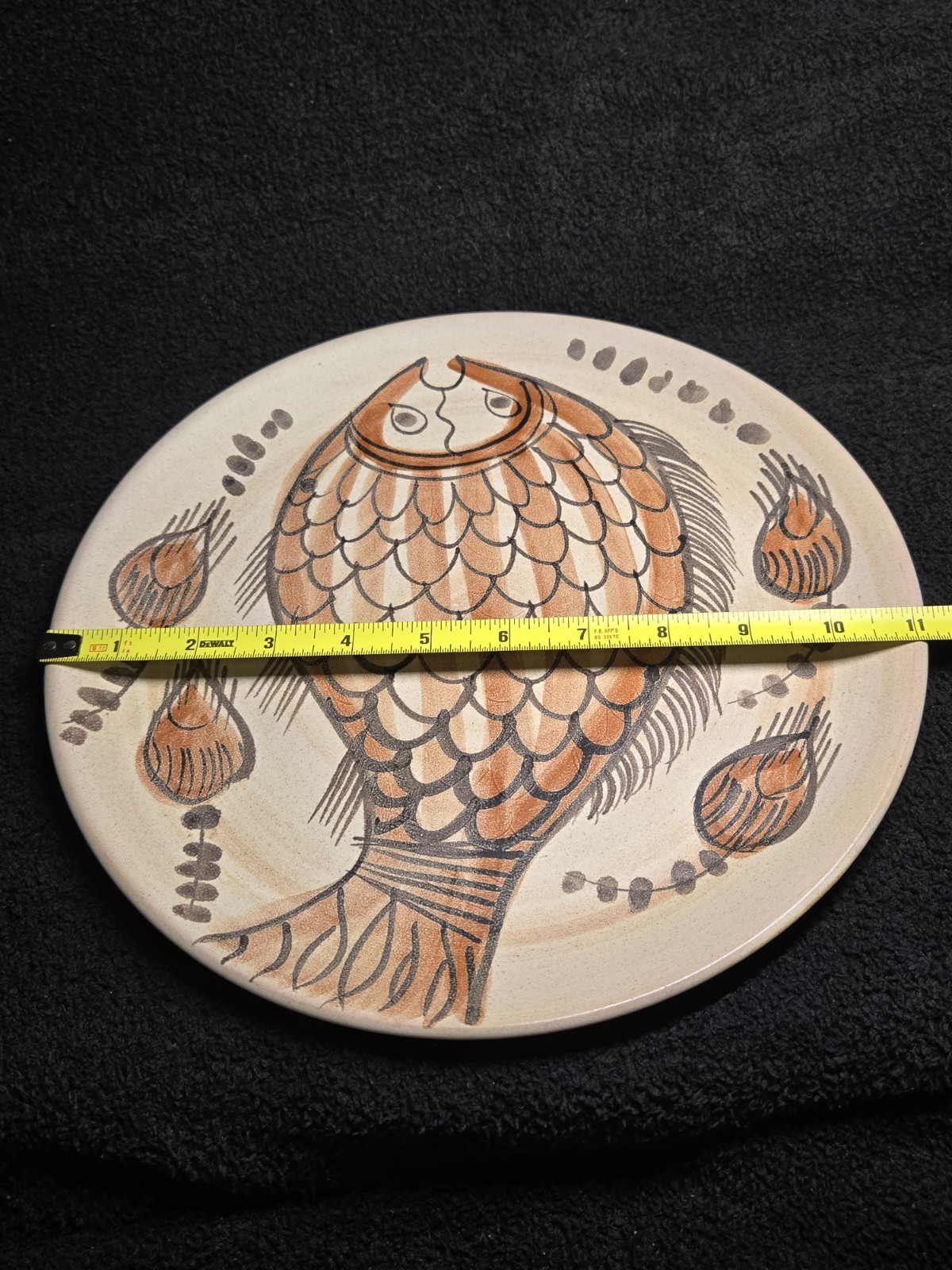 Vintage TENH Greek Pottery Fish Wall Plates Set of 3 Hand Painted 11″