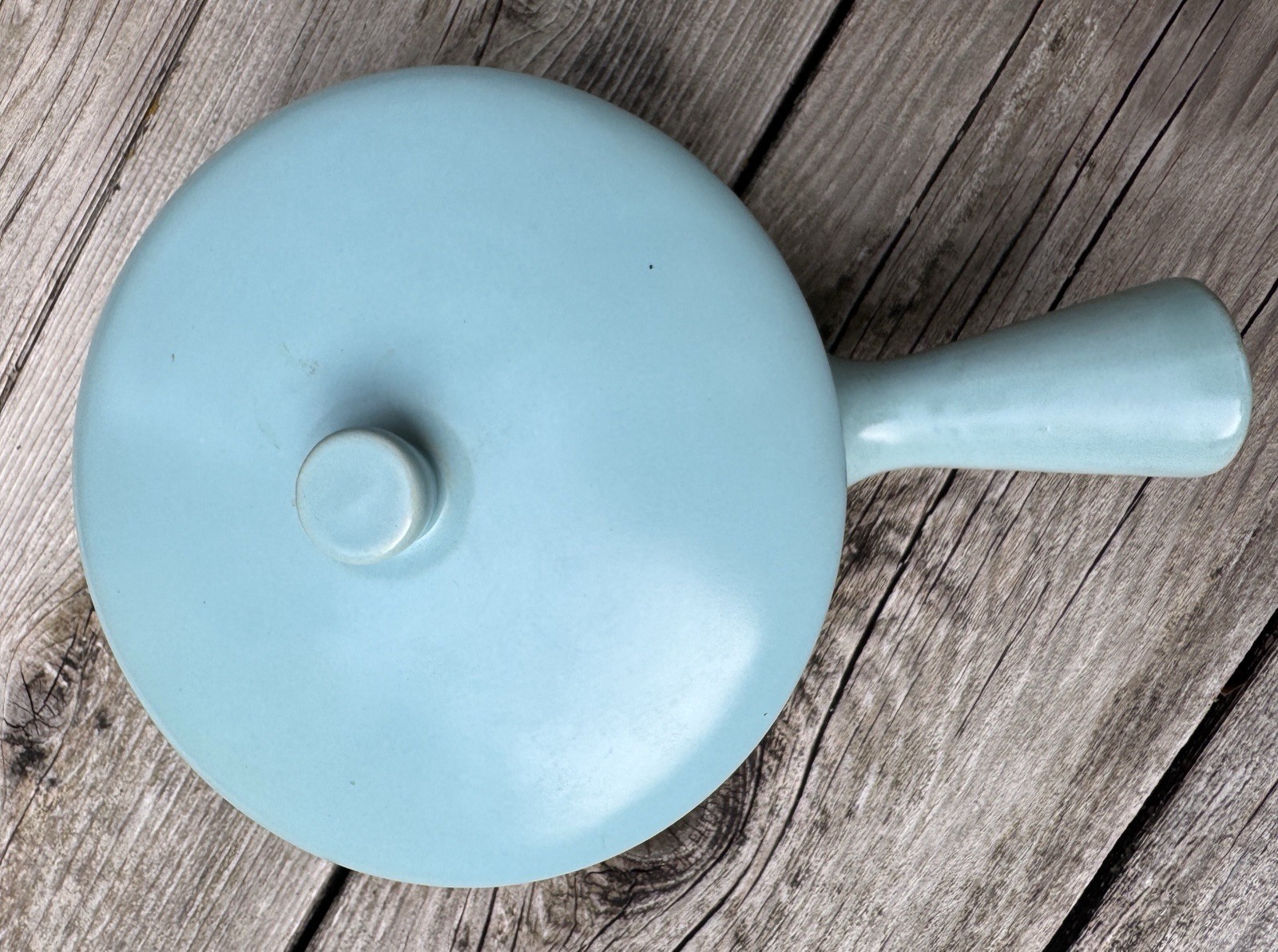 Vintage Mid-Century La Solana POTTERY Handled BOWL w/ Lid Blue