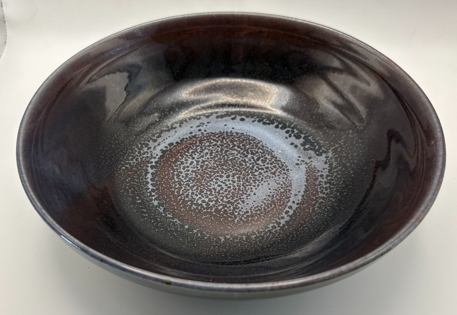 Studio Art Pottery Deep Purple Glazed Stoneware Bowl 8.75″ x 2.5″ Signed
