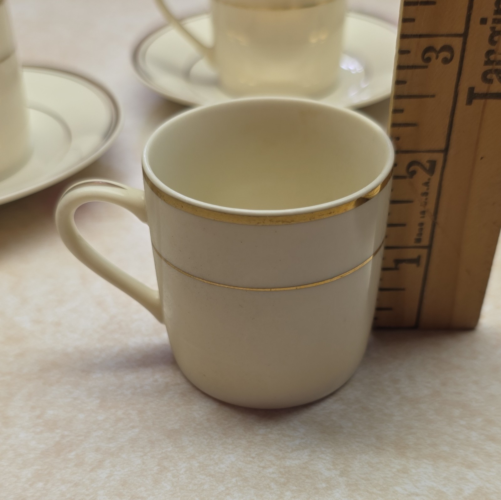 Toscany Collection China Ivory Gold Cup & Saucer Set Twelve-Piece Glossy Finish