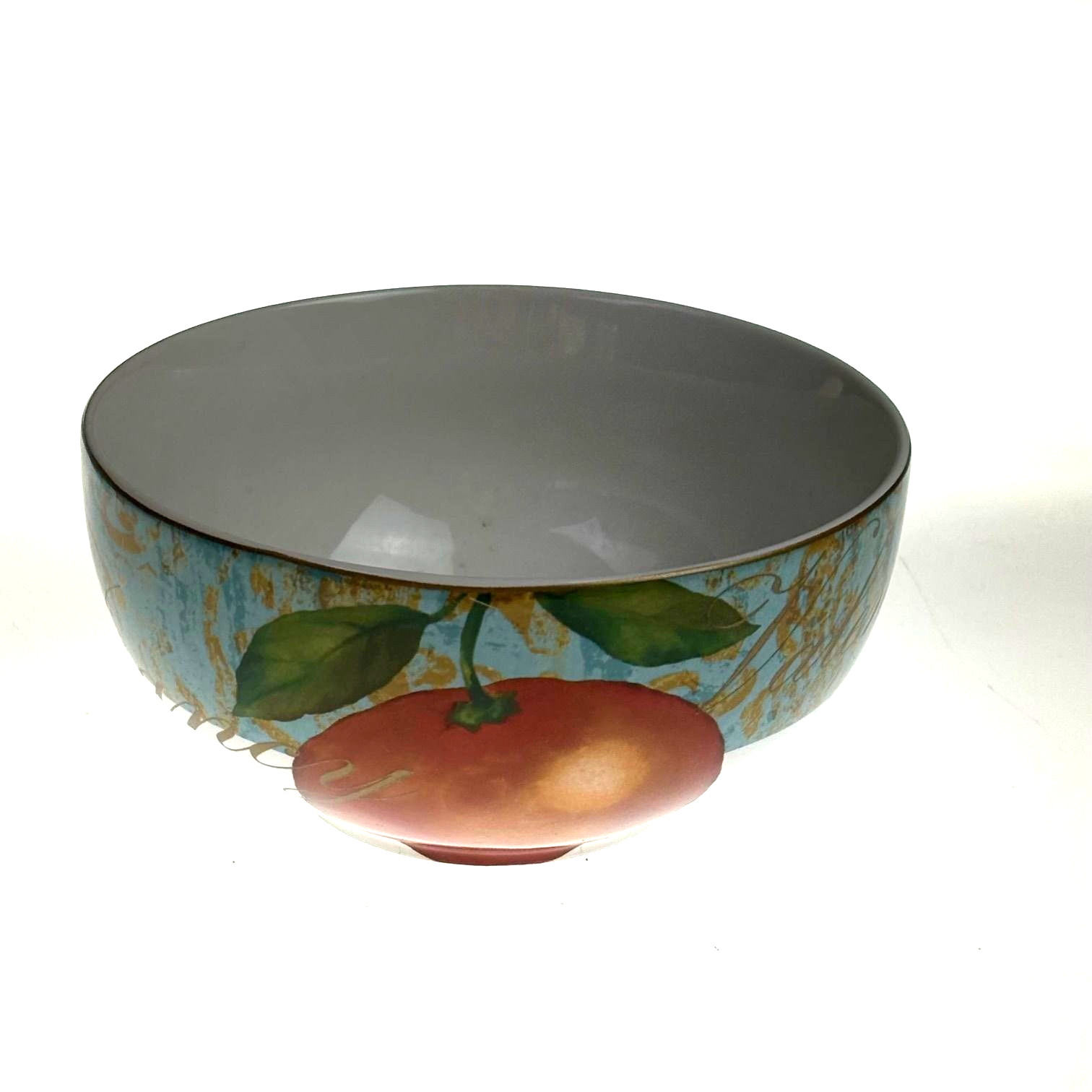 222 Fifth Fruit Renaissance Fine China Cereal Bowls Set 7 Peach Apple Pear Plum