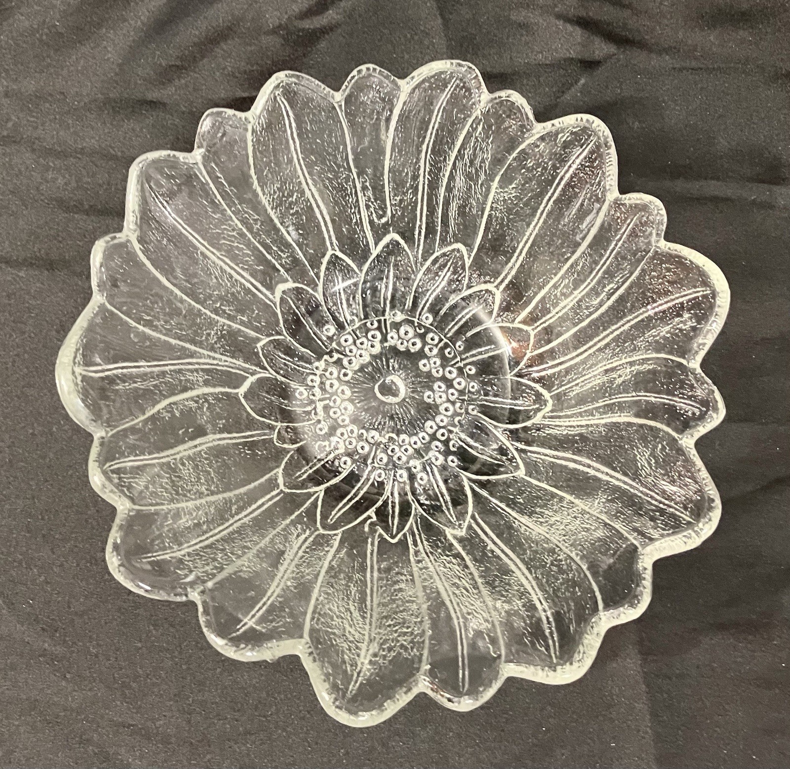 Clear Glass Bowl Indiana flower Lily Pons Dish ☀️ Snack Sunflower 🌻 Vintage
