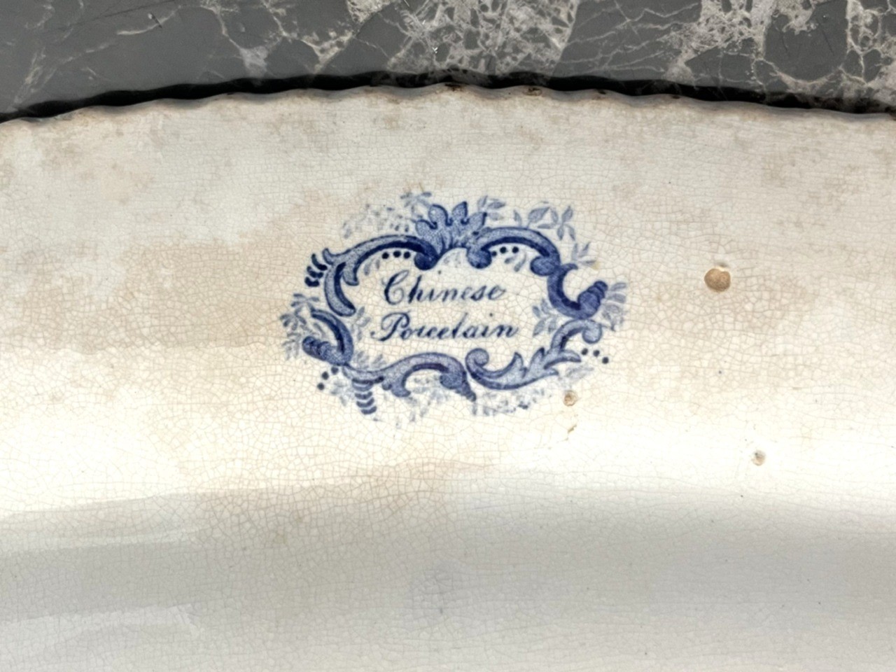 Antique Thomas Minton CHINESE PORCELAIN Transferware 19×15.5″ Platter Circa 1825