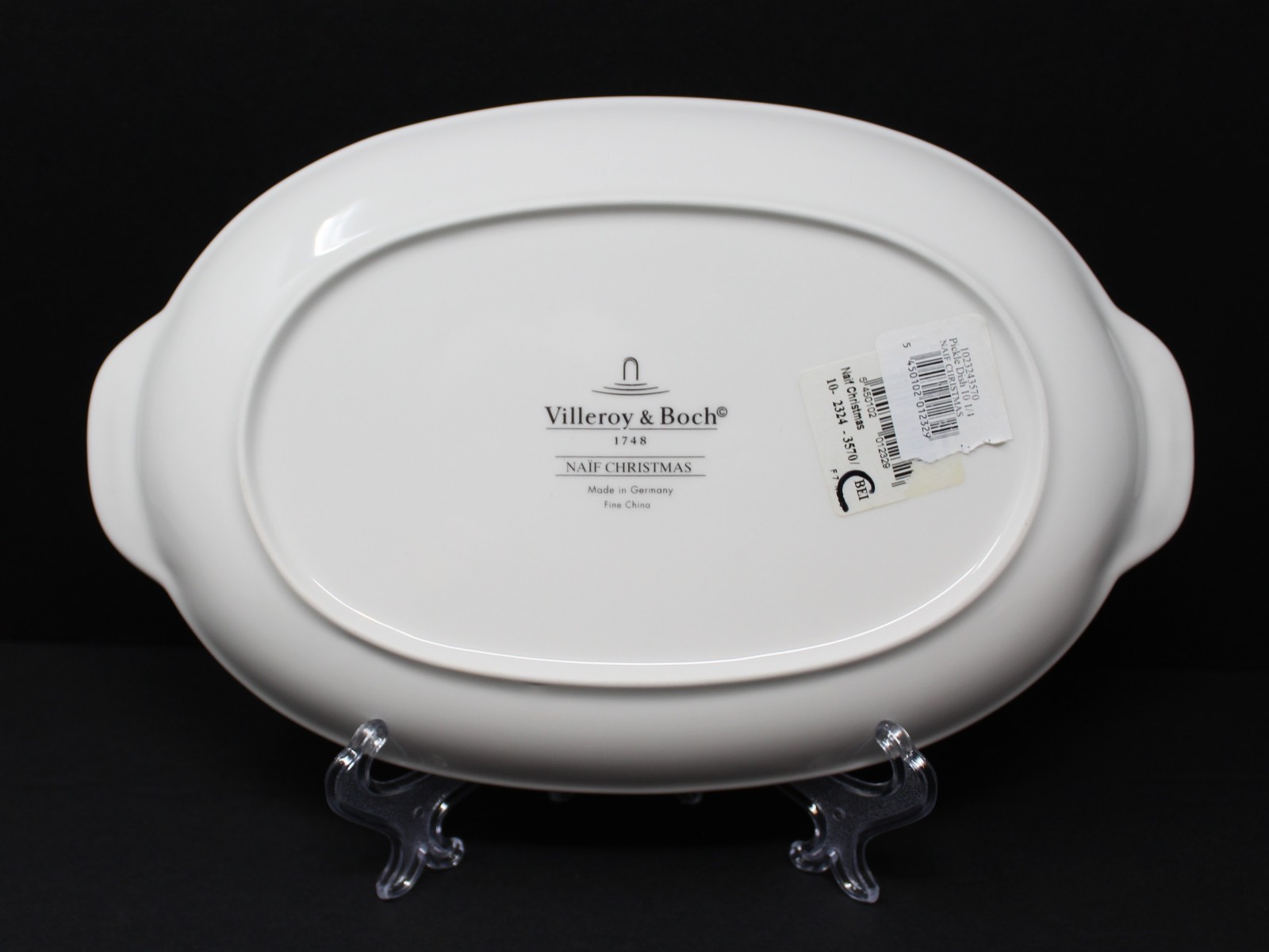 Villeroy & Boch 1748 Naif Christmas Laplau Double Handle Pickle Dish Tray 10.25″
