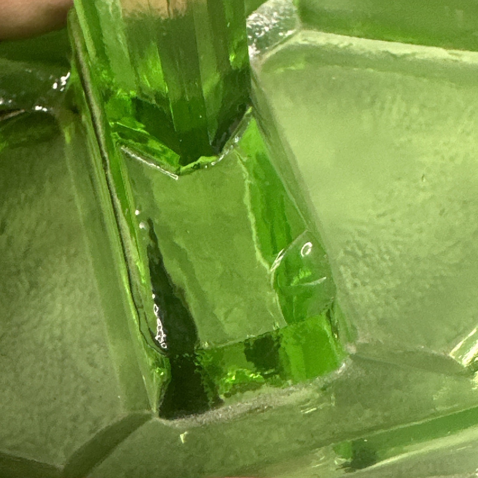 Vintage Vaseline Glass Art Deco Salt Pepper Shaker Caddy Uranium Glow SEE CHIP