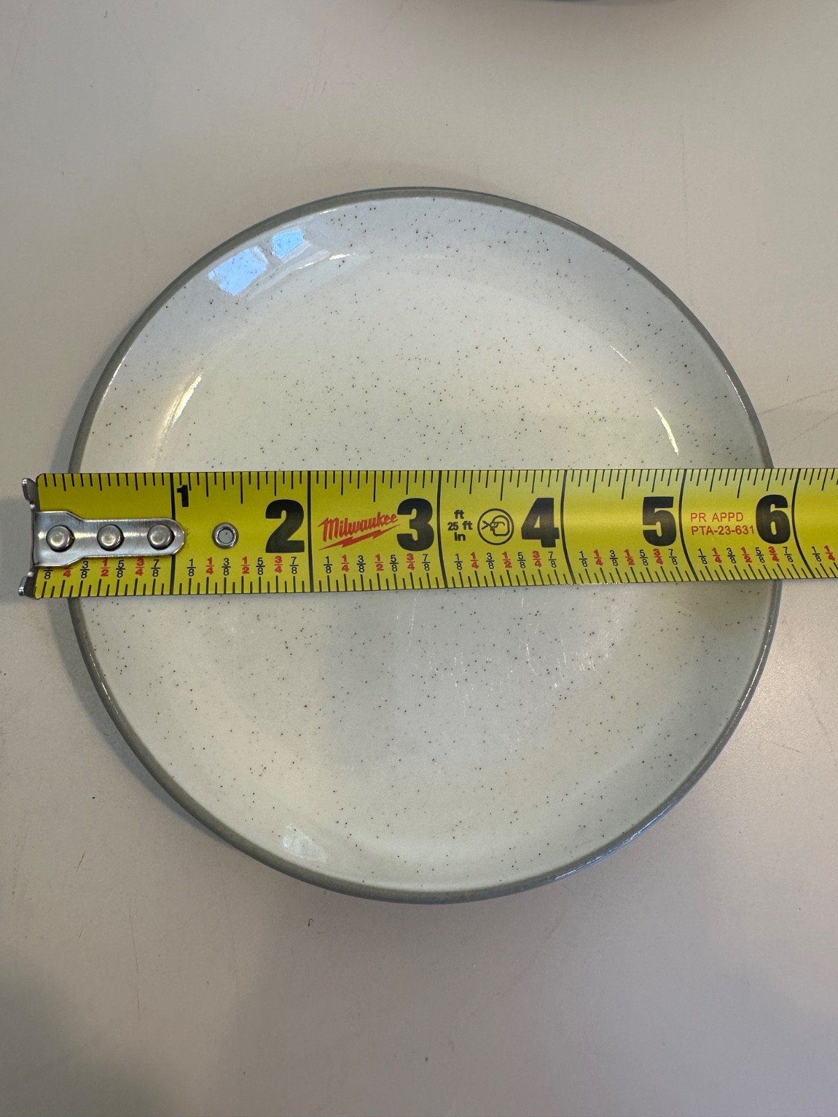 LOT of 3 Vintage Harkerware Stone Small 6” Plates Speckled Gray Trim