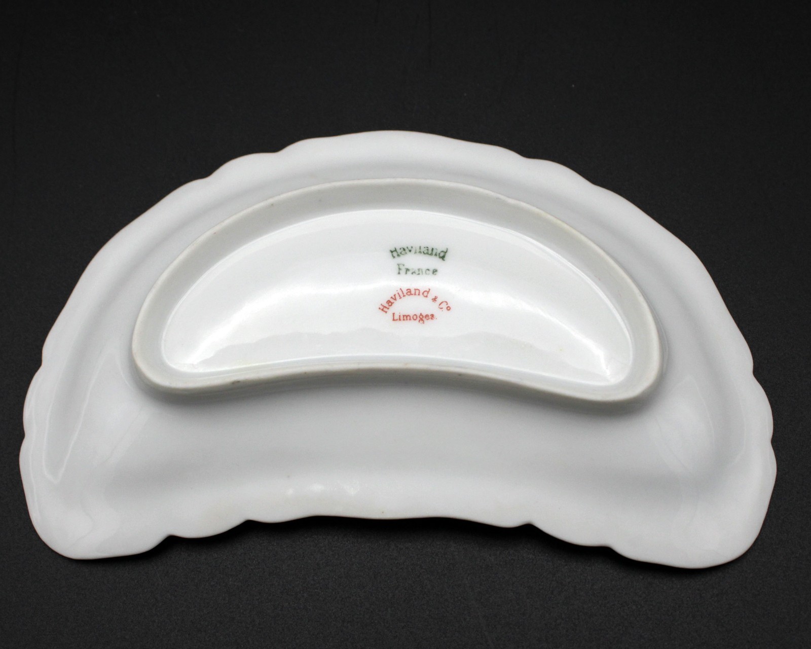 Haviland Limoges Princess Crescent Bone Dish, Antique Schleiger 57 Blank 8, 6″