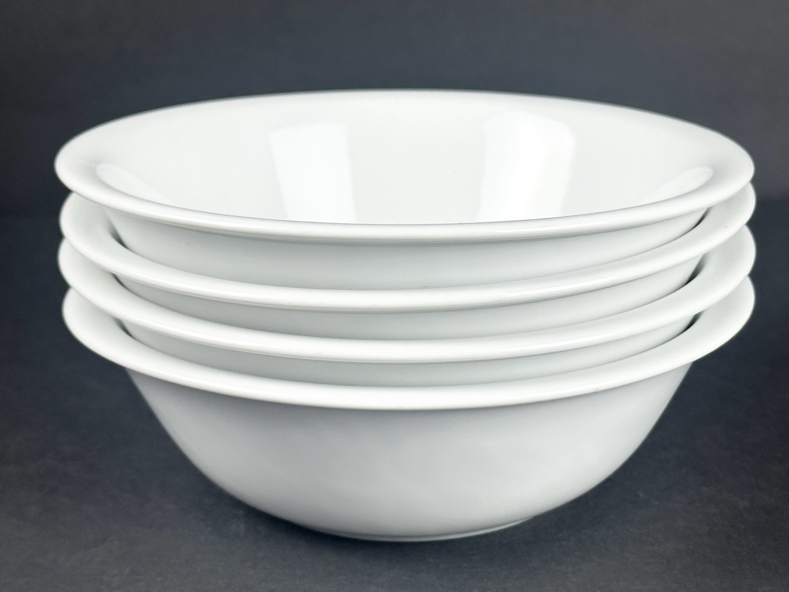 4 Apilco Porcelain White 6 1/2” Coupe Soup Cereal Bowls-All Occasion Servingware