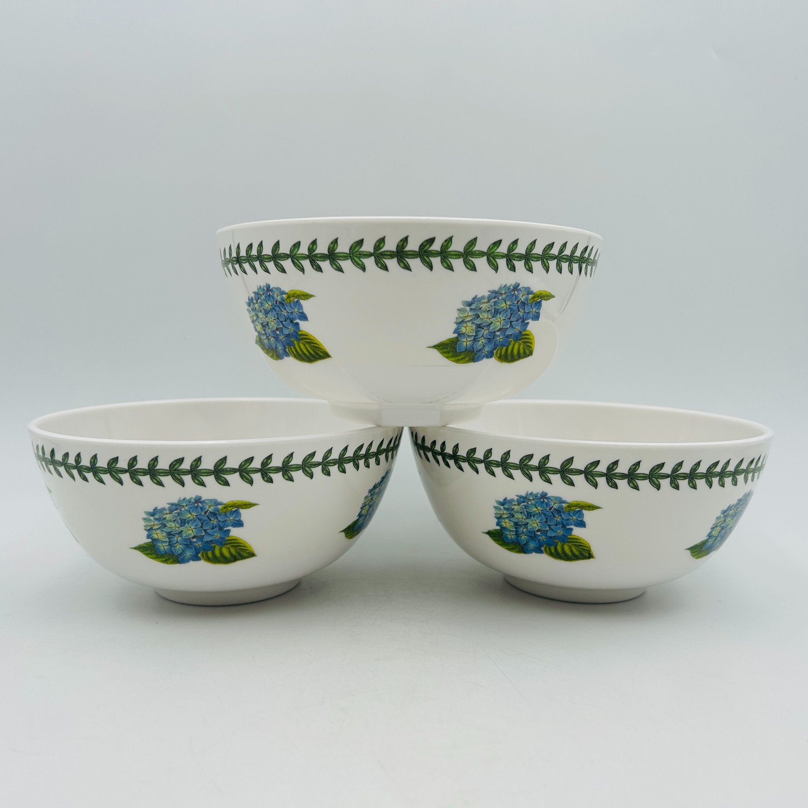 BOTANIC GARDEN Portmeirion Hydrangea Melamine Soup Cereal Bowl 6″ Set of 3