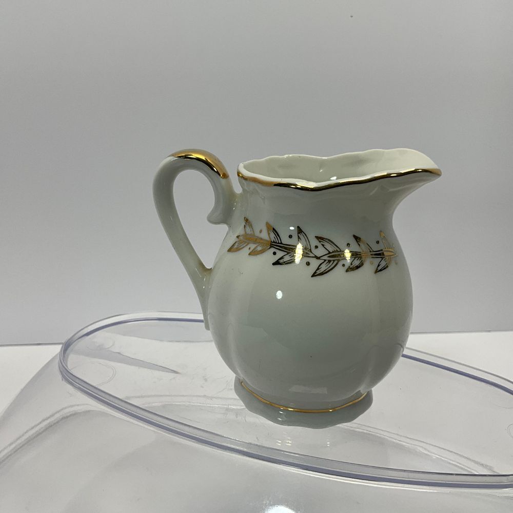 Lefton 4934 China 50th Anniversary Gold Trim Ceramic Creamer Pitcher Vintage