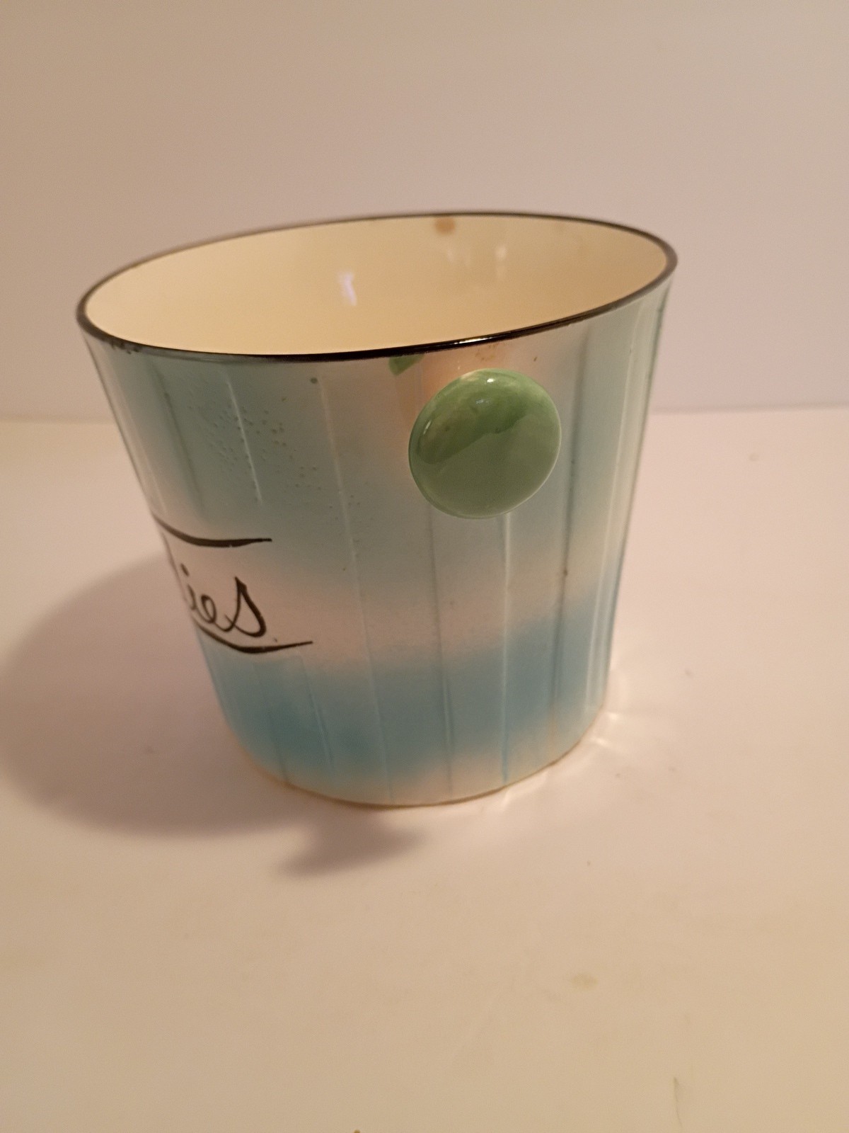 Vtg Lipper Mann Candy Dish Bucket Blue Candies Japan