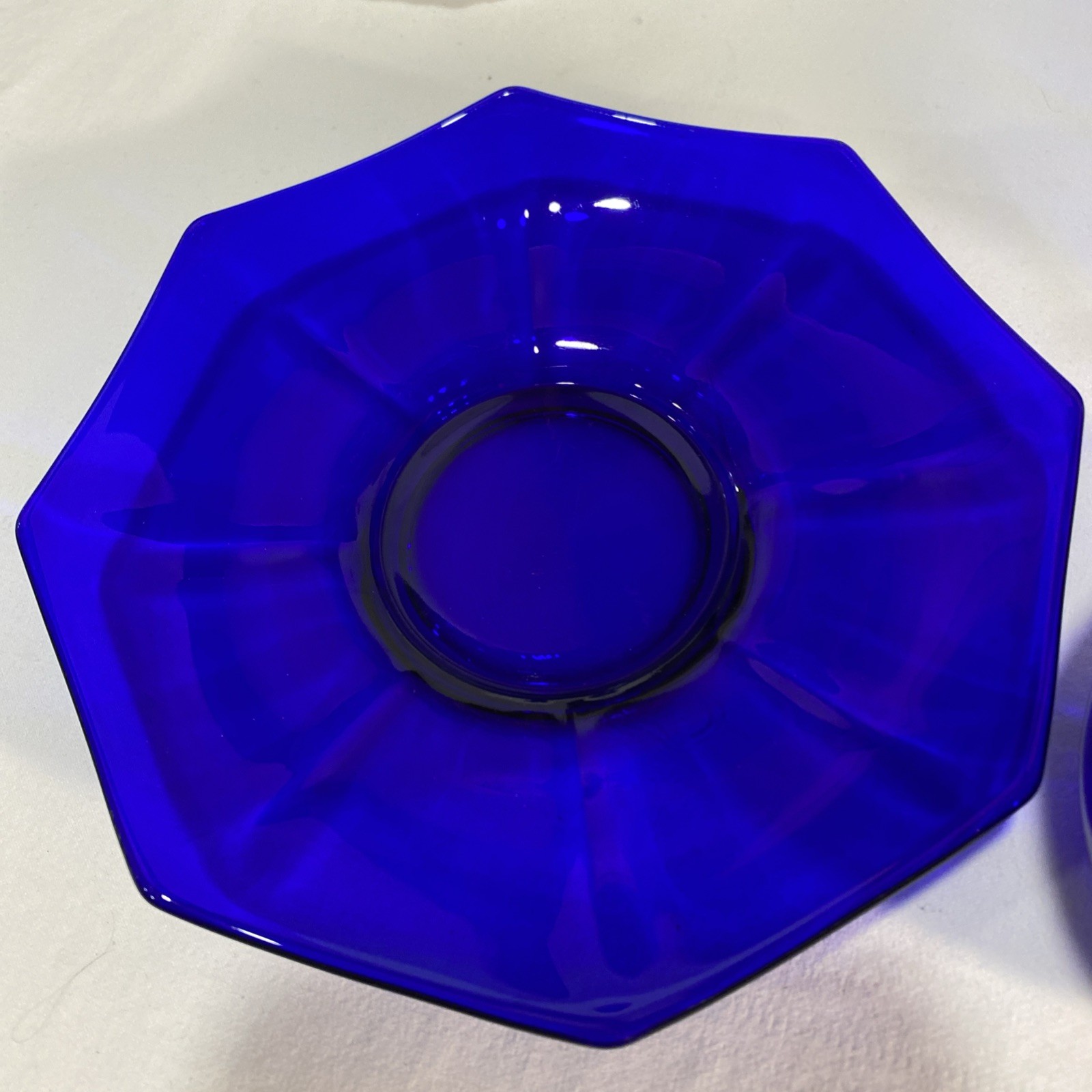 VTG Beautiful Cobalt Blue Cup And Saucer With Creamer Octagon Shape (Extra Cup)