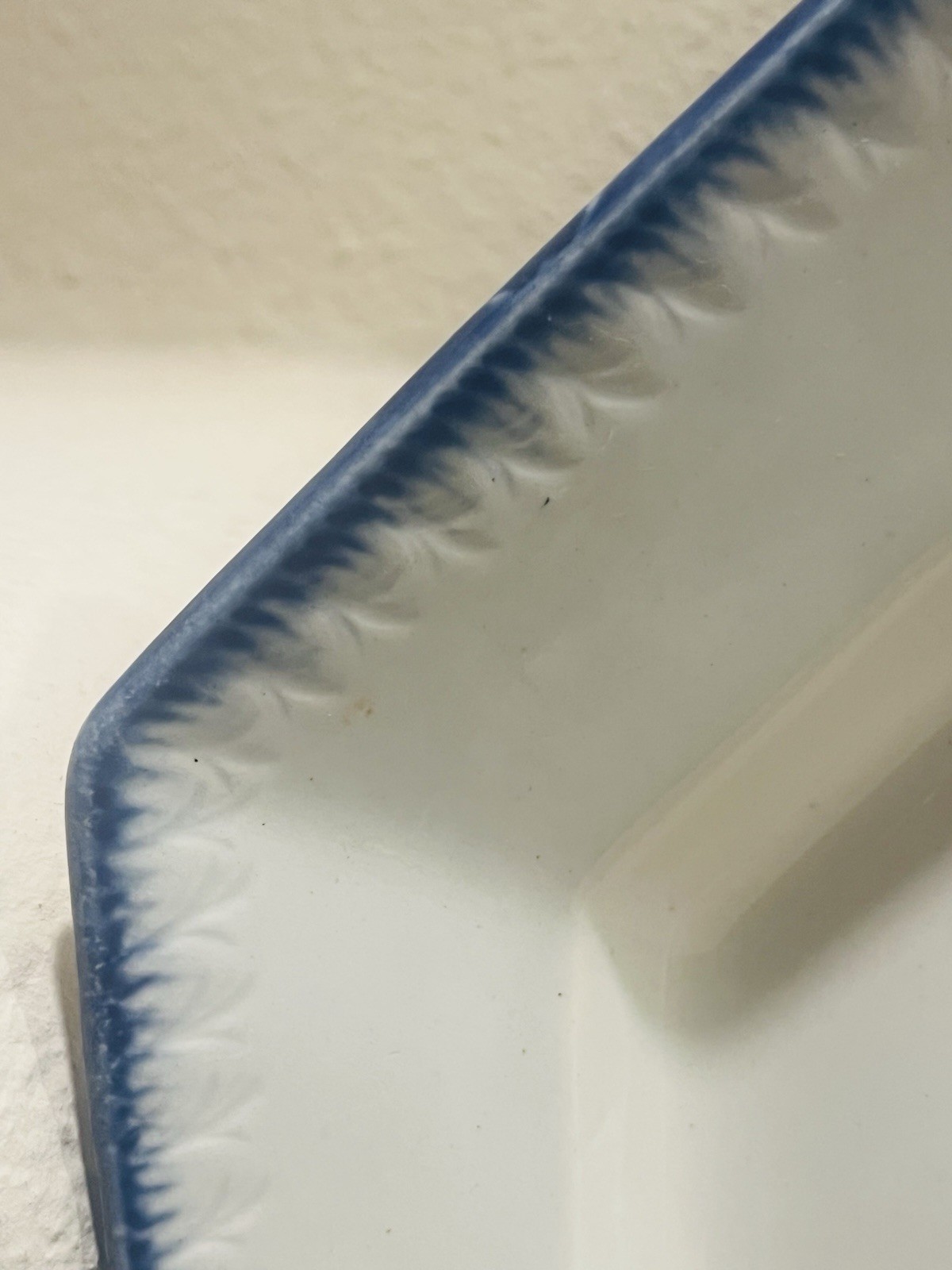 Leeds Cobalt Blue Feather/Shell Edged Platter, Octagon Shaped, 11.5” X 14.75”