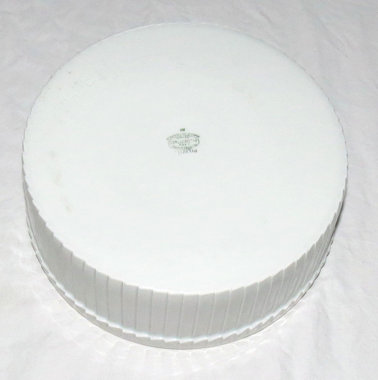 Pillivuyt 8 inch Diameter, 3 inches tall, White Ribbed Souffle Made in France