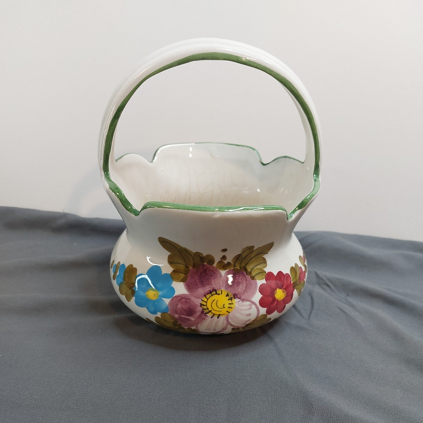 Italian Hand Painted Flower Basket