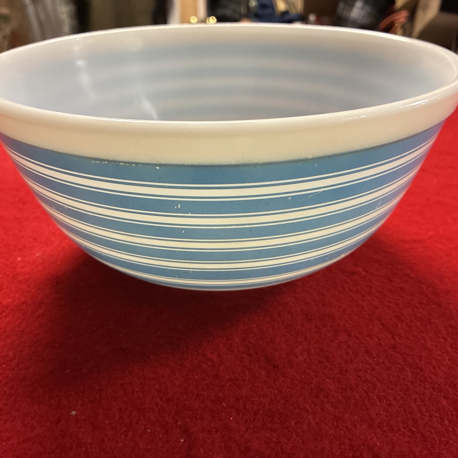 Vtg Pyrex Rainbow Strip Blue 2.5 Qt 1960’s Mixing Bowl #403