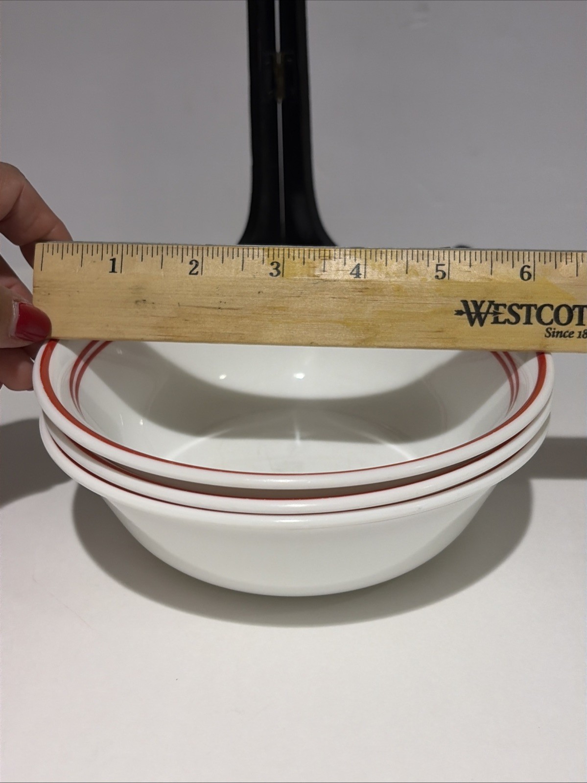Corelle Classic Cafe Red Soup Cereal Bowls 6.25″ Stripes Set of 3 Made In USA