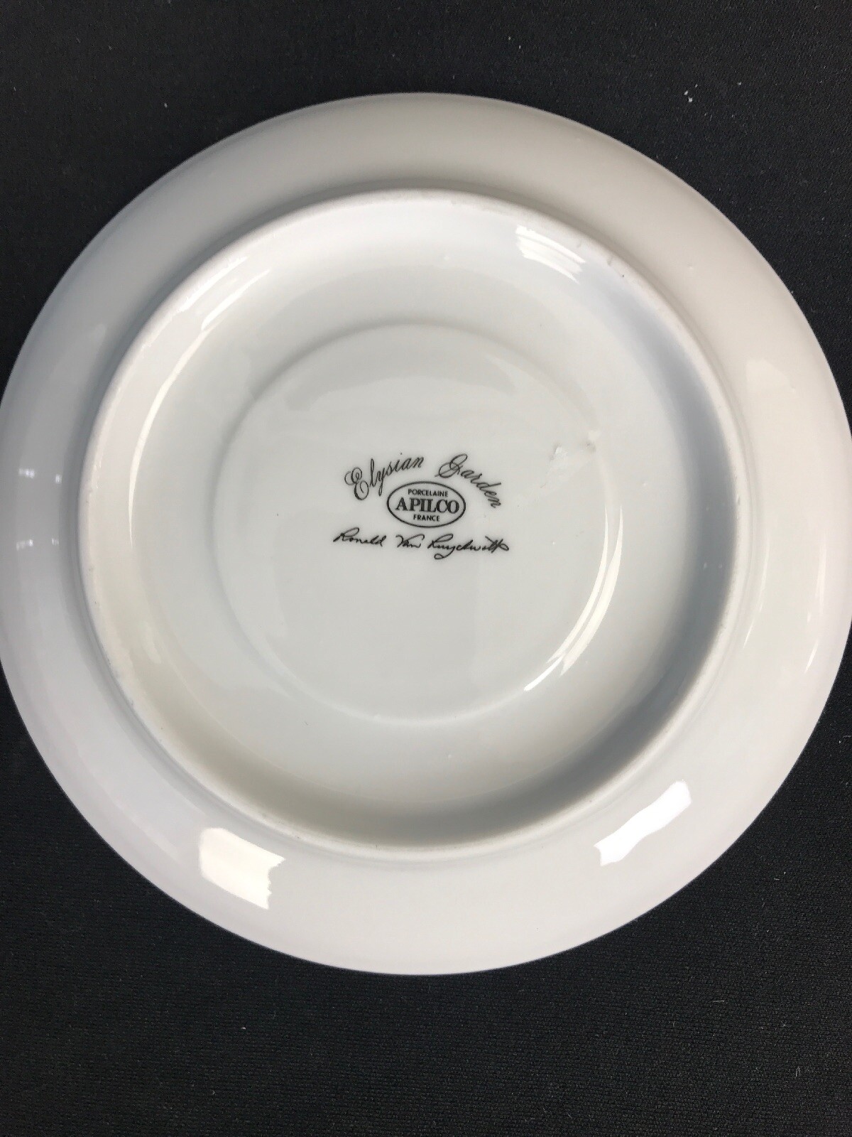 Apilco France Porcelaine Elysian Garden Two Saucers Botanical Floral Dinnerware