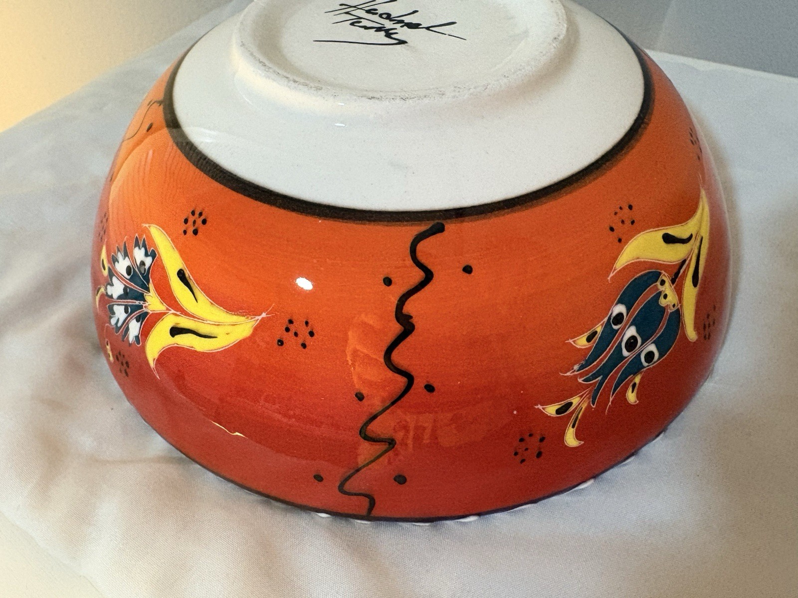 Hand Painted Turkish Bowl 7.5inches Signed by The Artist Hand Made