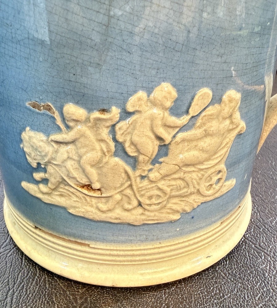 Antique English Staffordshire sprigged mug/stein Early 1800s
