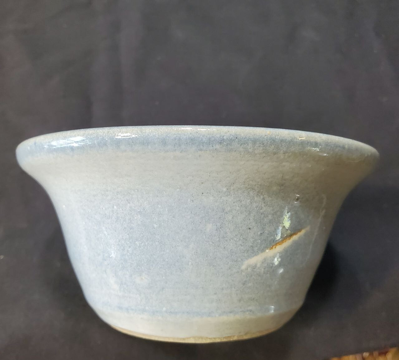 Hand Thrown Art Pottery Bowl Blue and Grey Glazed Signed 5″ Wide Stoneware