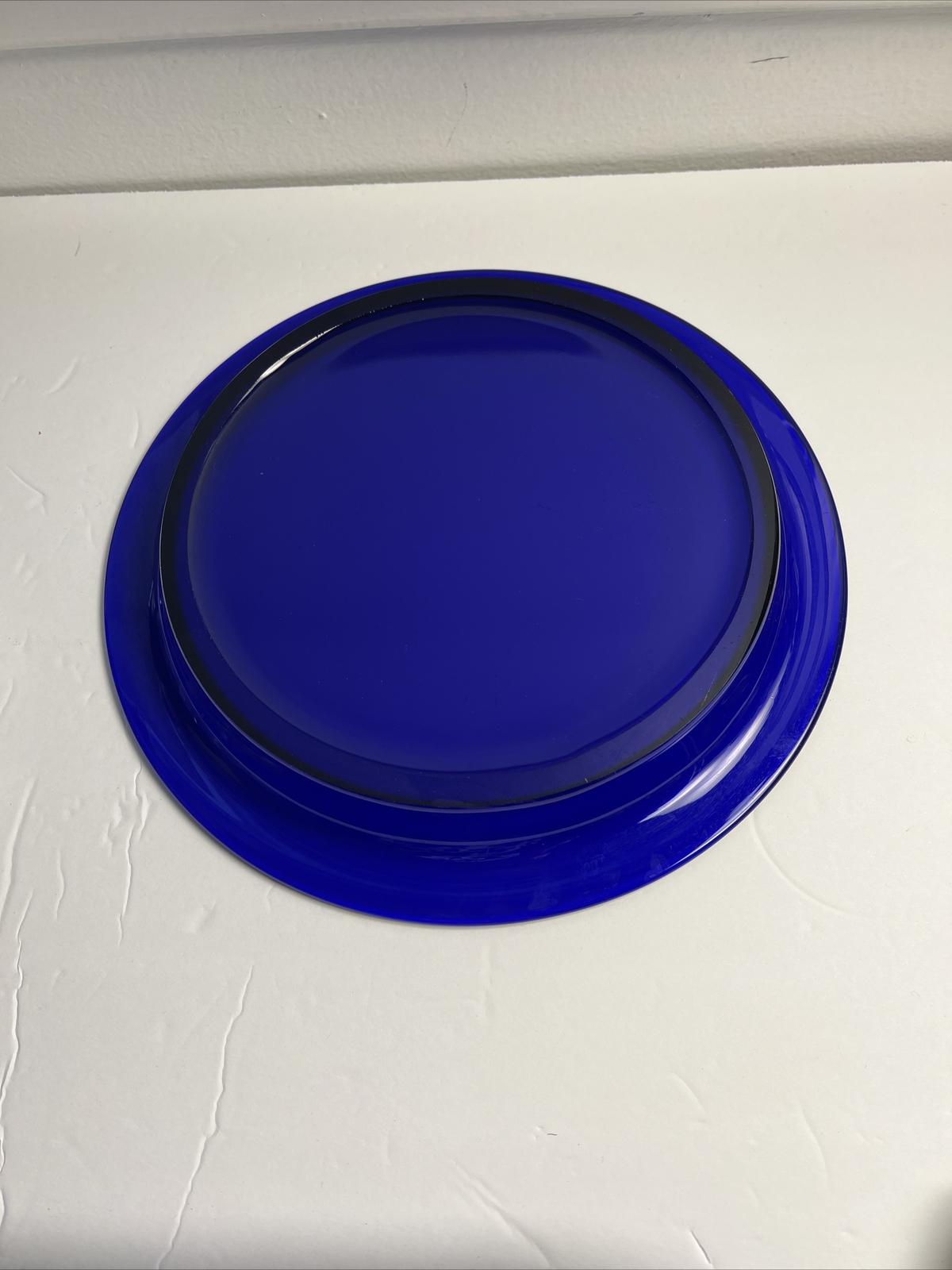 VTG Imperial Glass Intaglio Fruit 3 Part Relish Appetizer Dish Blue Under plate