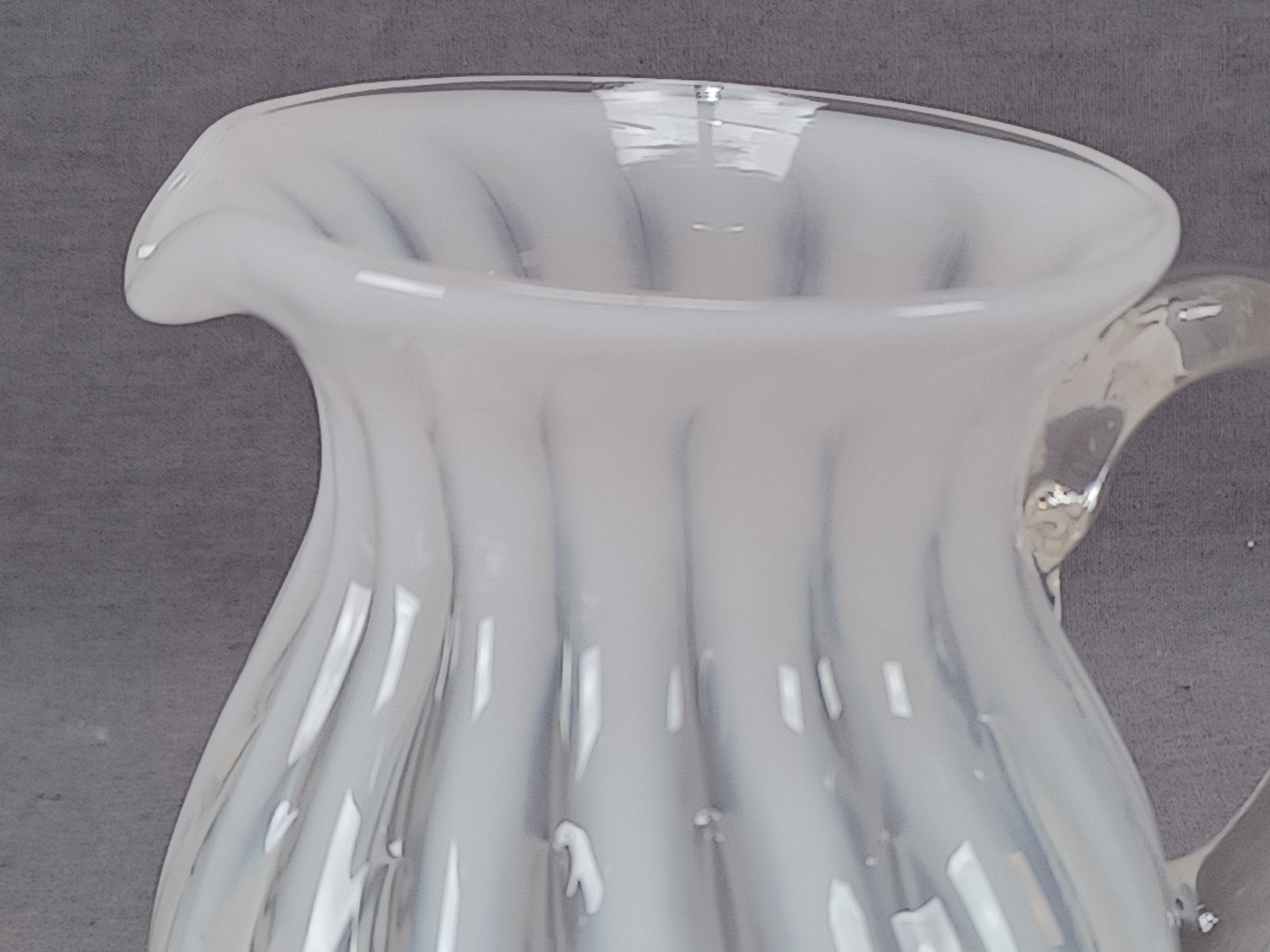 Bohemian Harrach Opalescent Stripe 5 1/4 Inch Glass Creamer / Pitcher