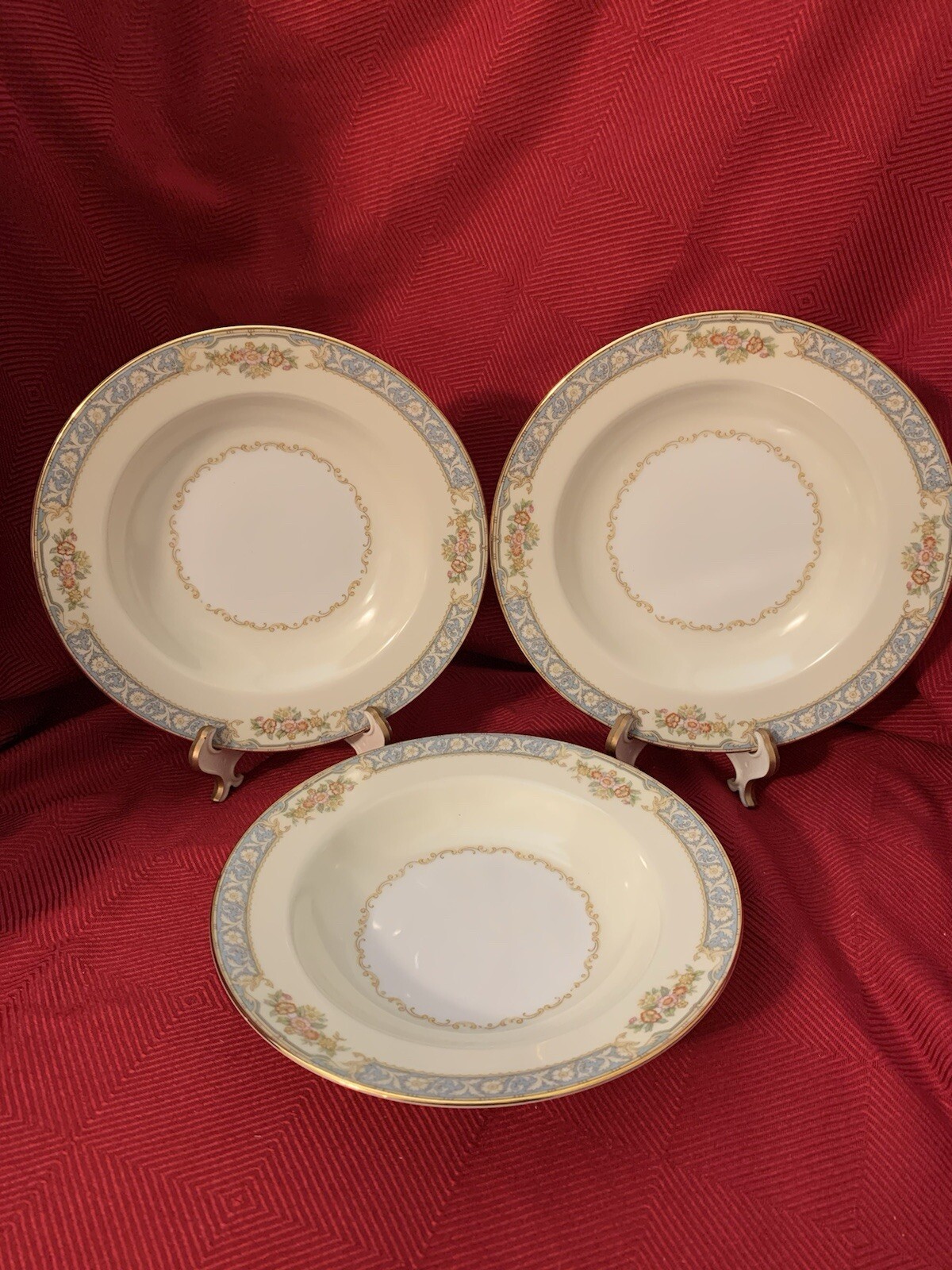 Set of 3 Noritake Royce 660 Soup/Salad Bowls Floral & Gold Trim Mint!
