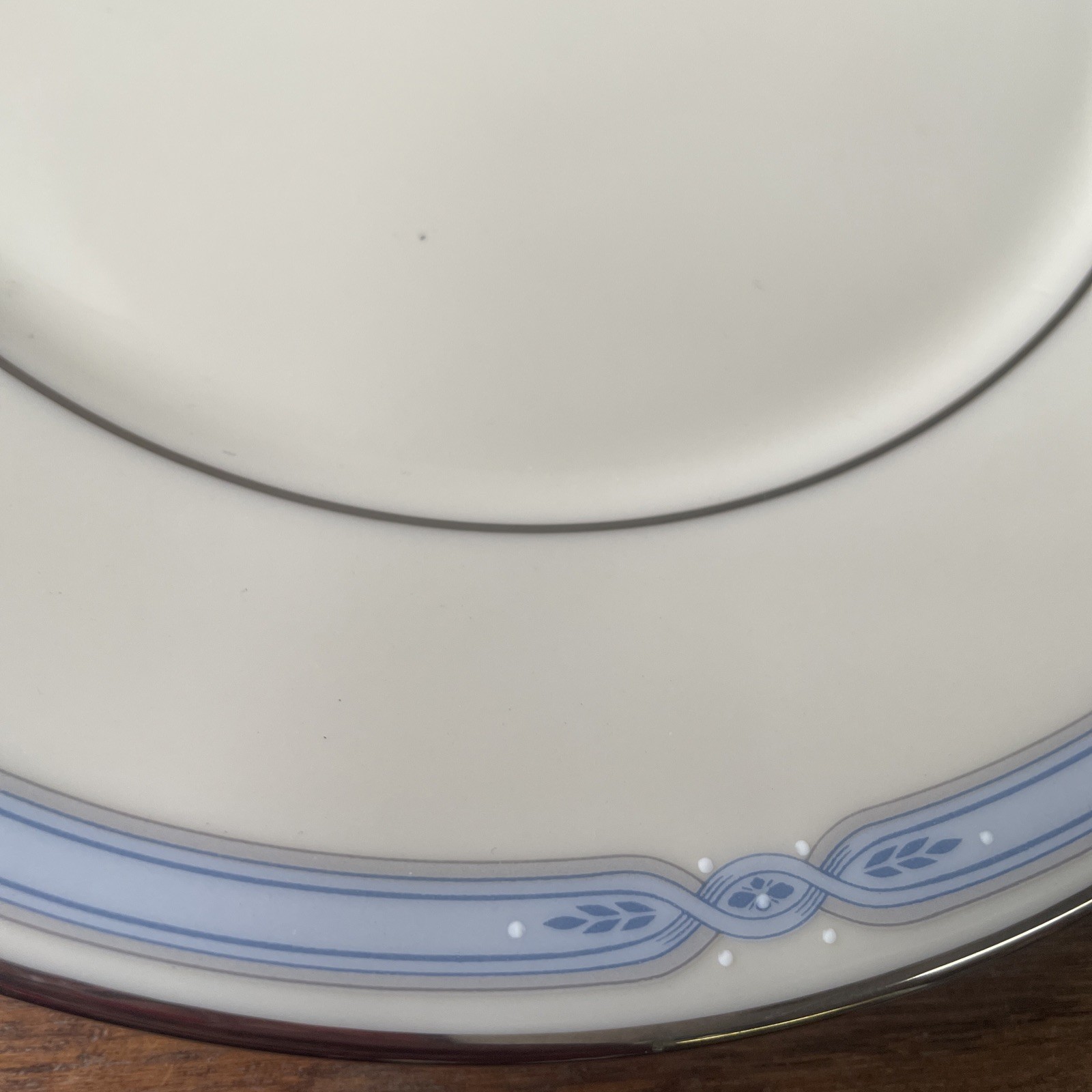 LENOX Courtland Salad Plate Set Of Four Blue Gray Band Platinum Trim 8”USA