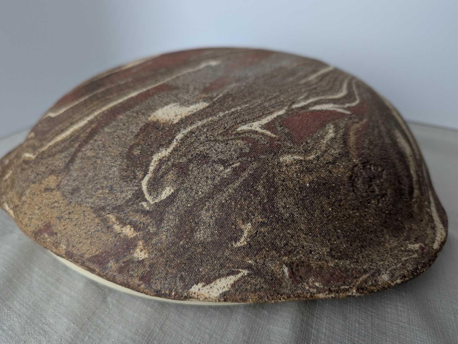 Jane Parshall Studio Art Pottery Platter – Marbled Inlaid Clay – W/ 1988 Receipt