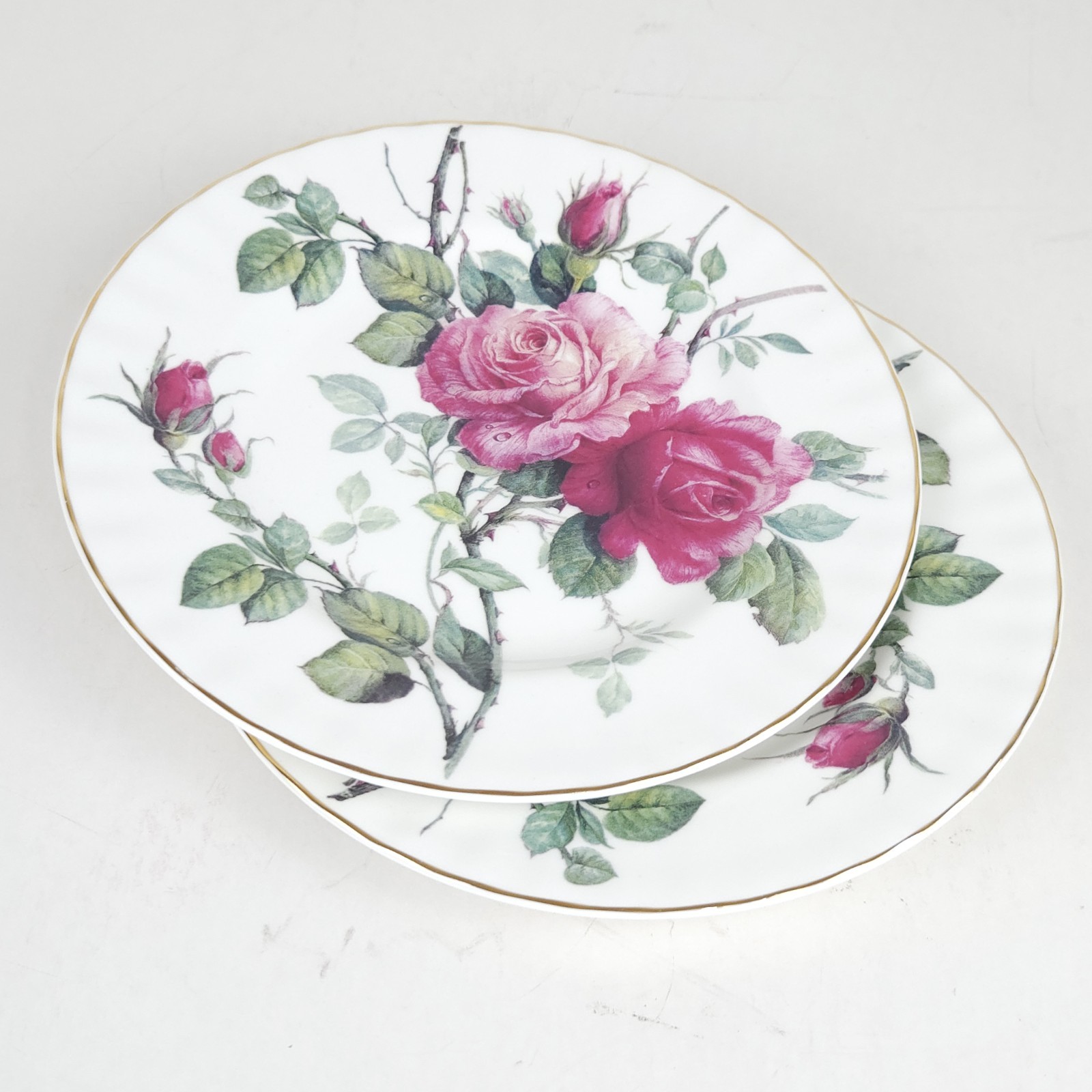 Vtg Roy Kirkham English Rose Salad Plate 8″ Floral Gold Rim Shabby Replacement 2